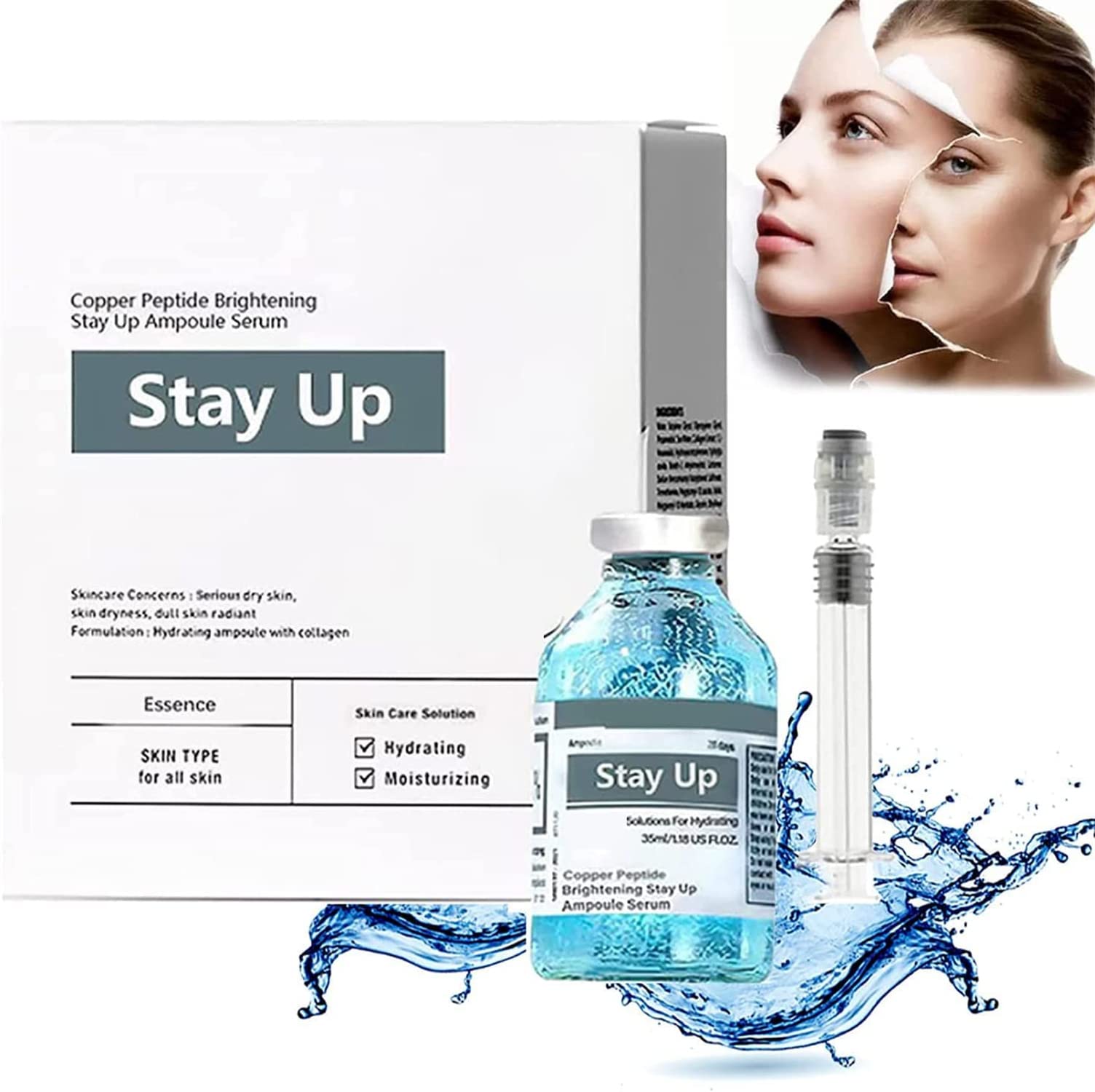 Brown Glory Korean Serum & Liftluxe Korean Ampoule Serum - Copper Peptide Firming Facial Treatment (2 Pack) for Wrinkle Reduction & Skin Tightening | Anti-Aging Night Routine & Daily Skincare Regimen