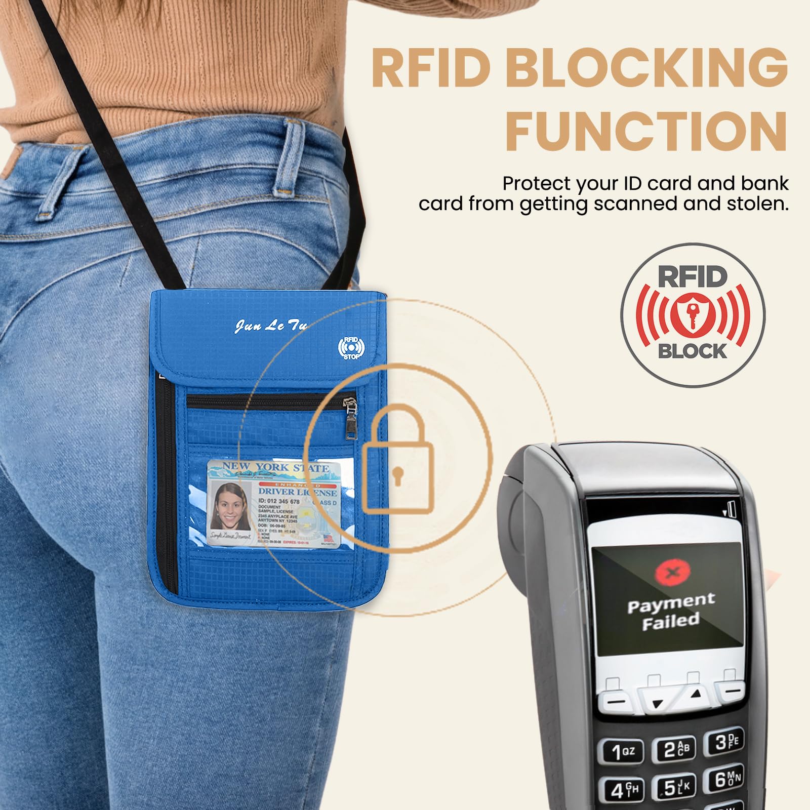 RFID Passport Holder for Travel - Waterproof Travel Wallet with Visual Window, Multifunctional Document Organizer for Men & Women | Perfect for Airports, Vacations & Business Trips (Blue)