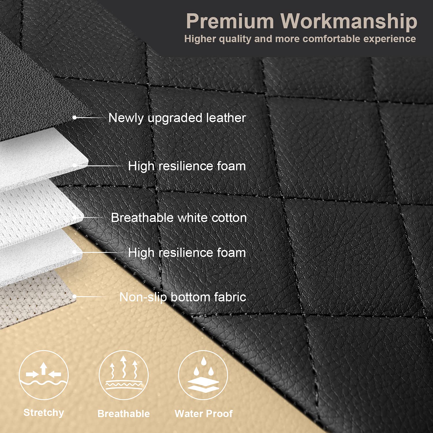 Giant Panda Front Car Seat Covers - Premium Leather High Back Bucket Seat Protectors for Cars, Trucks, SUVs, Jeep, Van & Pickup | Airbag Compatible (Black & Beige) | Perfect for Daily Commute, Road Trips & Off-Road Adventures