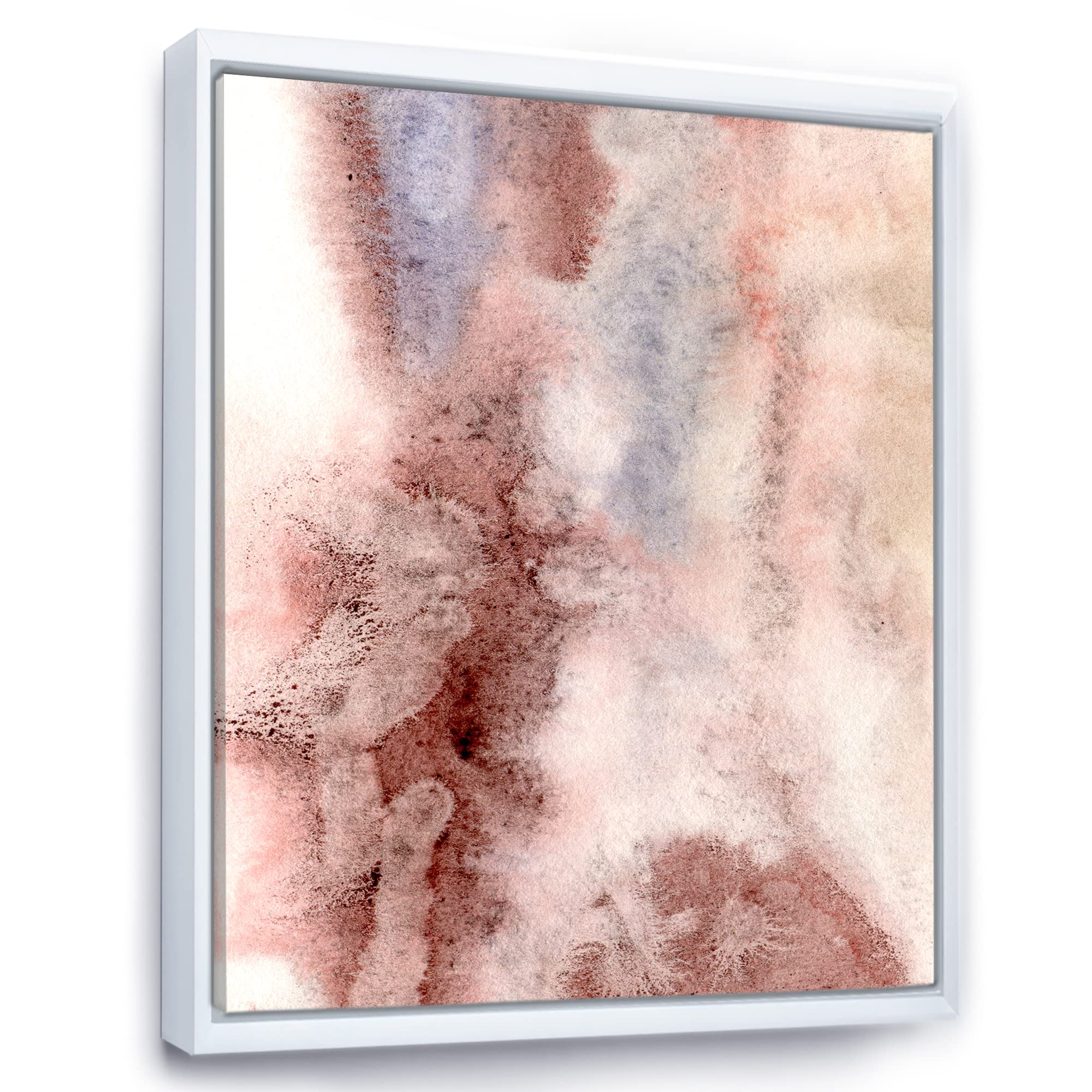 DesignQ Pastel Abstract Canvas Wall Art - Blue, Pink & Dark Red Spots Modern Framed Print - Perfect for Living Room, Bedroom & Office Decor