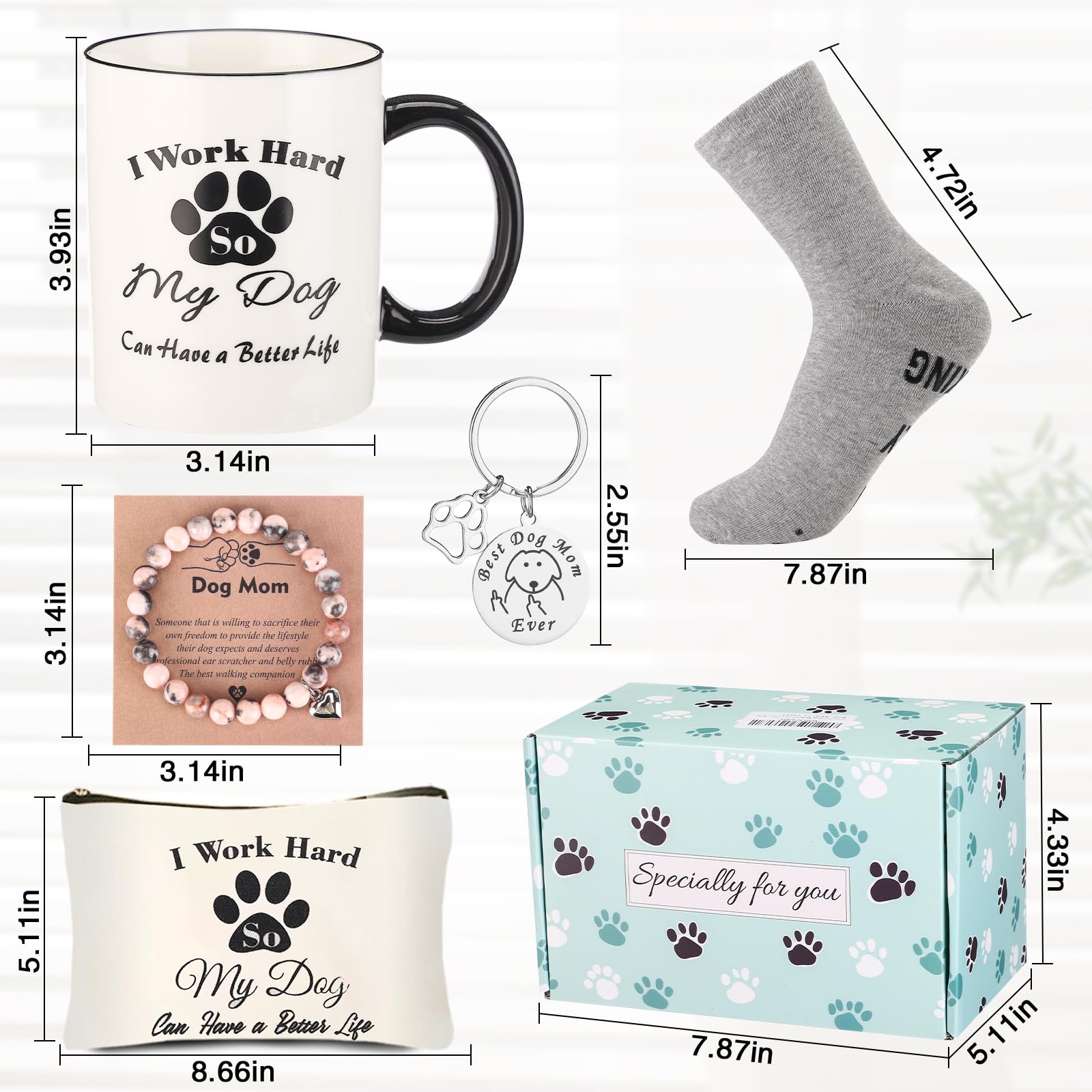 Funny Dog Mom Gifts for Women - Cute Dog Lover Mugs & Bracelets - Perfect Dog Themed Gift Basket for Mother's Day, Birthday, Christmas - Great for Wife, Grandma, Sisters - Ideal for Coffee Lovers & Dog Enthusiasts