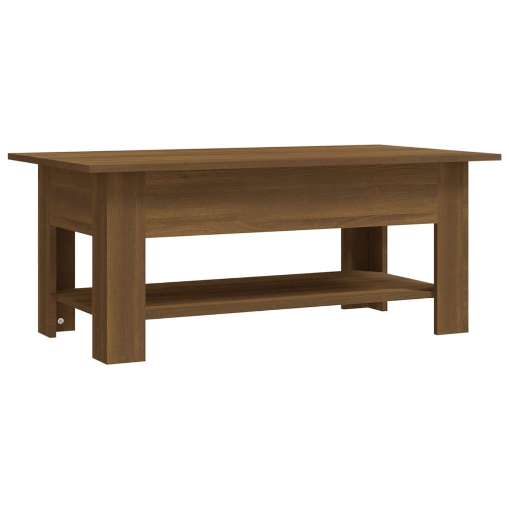 Modern Brown Oak Coffee Table 40x22x22 Inches - Chipboard Accent Table for Living Room, Bedroom & Home Decor - Stylish Side Table with Storage Shelf - Perfect for Small Spaces, Apartments & Dorm Rooms