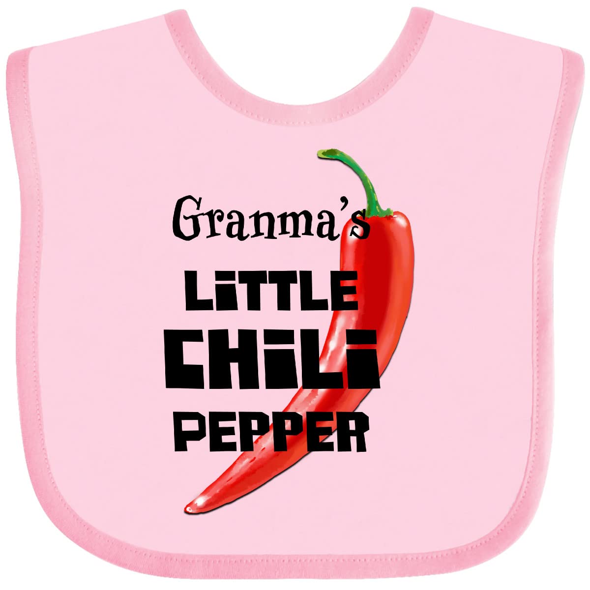 Inktastic Grandma's Little Chili Pepper Baby Bib - Soft Cotton Drool Bib for Infants & Toddlers - Perfect for Feeding, Mealtime, and Photo Shoots