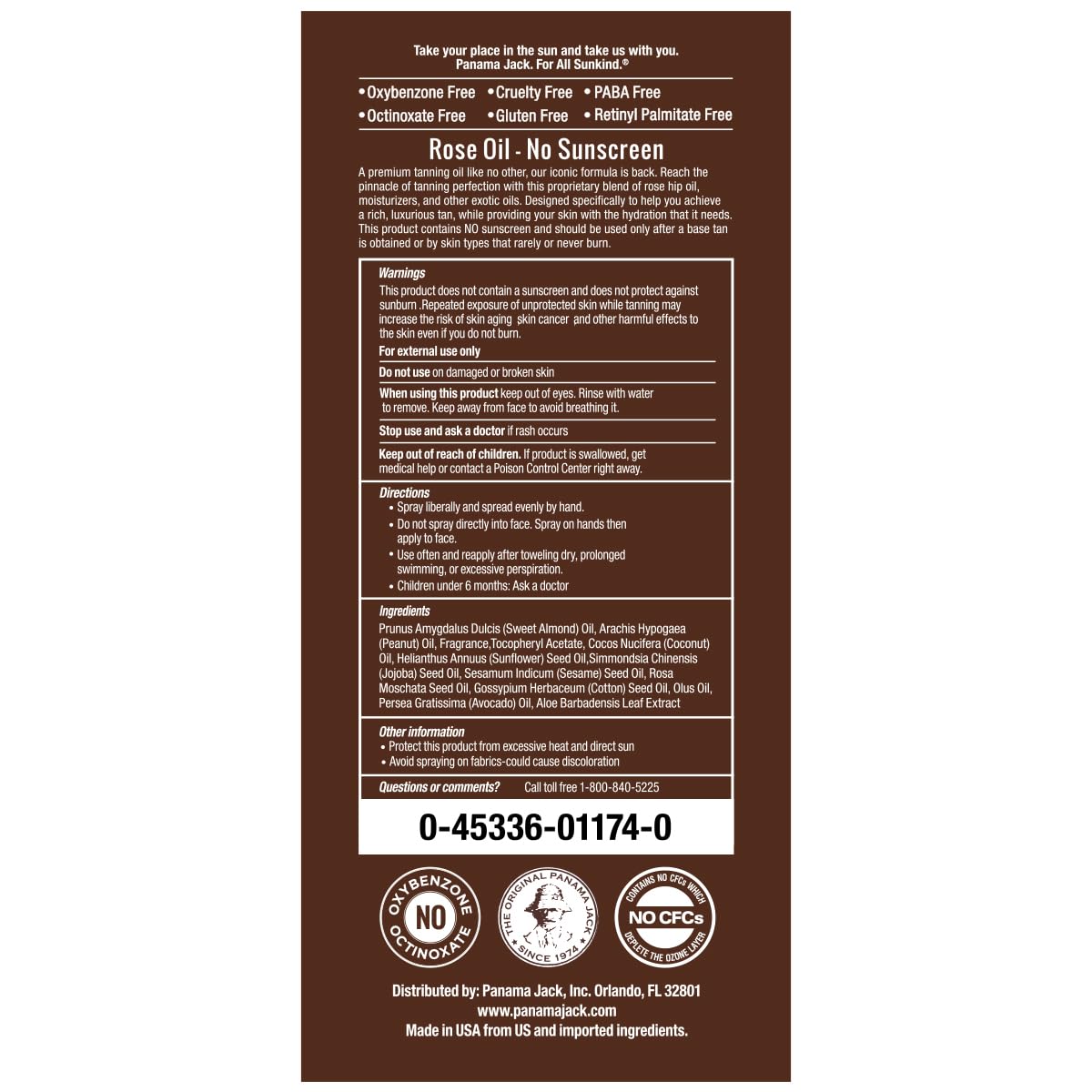 Panama Jack Rose Oil - SPF 0 Sun Tanning Oil, No Sunscreen, Natural Tan Enhancer for Deep Bronzing (Pack of 6) | Perfect for Beach, Pool & Summer Vacation Glow