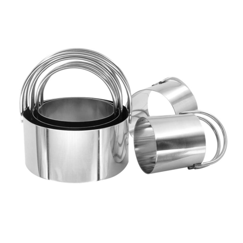 Hemoton 5-Piece Round Mousse Cake Ring Mold Set - Stainless Steel Baking Rings for Pastry, Biscuits, Flat Dough - Perfect for Home Baking, Dessert Making & Professional Pastry Chefs