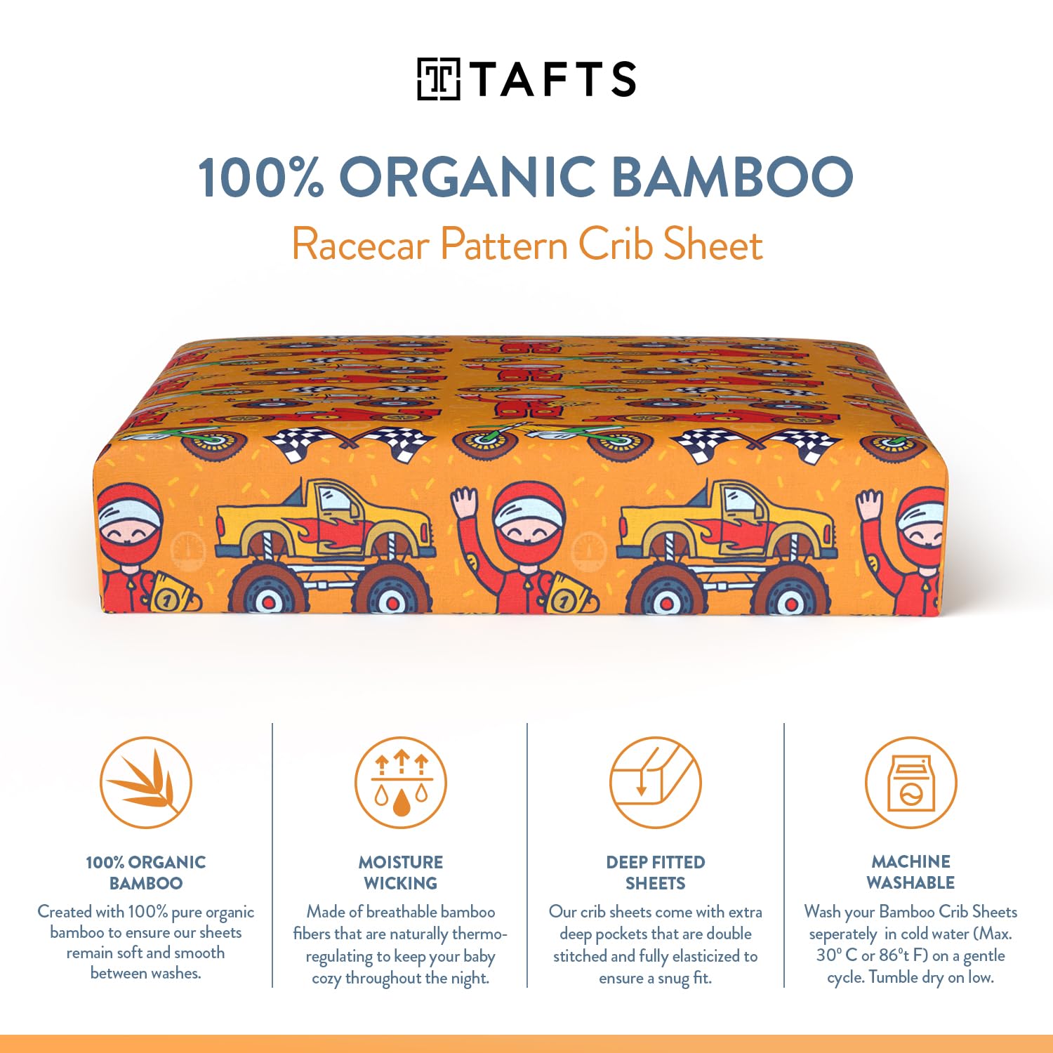 TAFTS Organic Bamboo Viscose Fitted Crib Sheet - 2 Pack (28