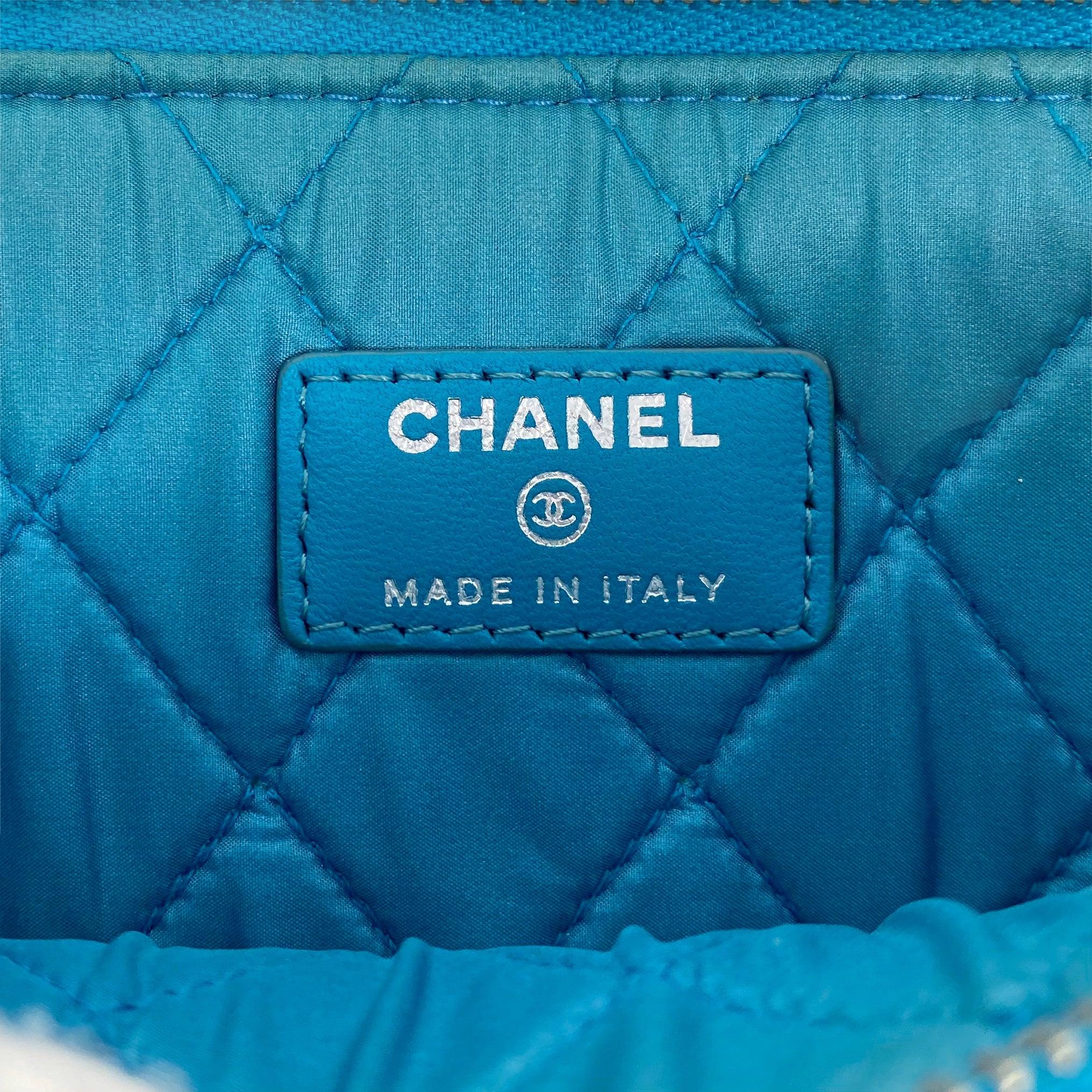 Chanel Small Turquoise O Case Pouch - Luxury Leather Wallet for Women - Perfect for Everyday Use & Travel Accessories