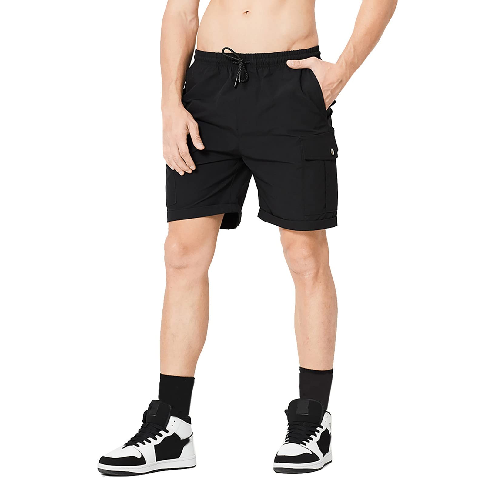**Men's Large Size Beach Shorts - Loose Fit 5-Point Athletic Swim Trunks with Quick-Dry Twill Fabric for Gym, Running, Swimming & Outdoor Summer Activities**