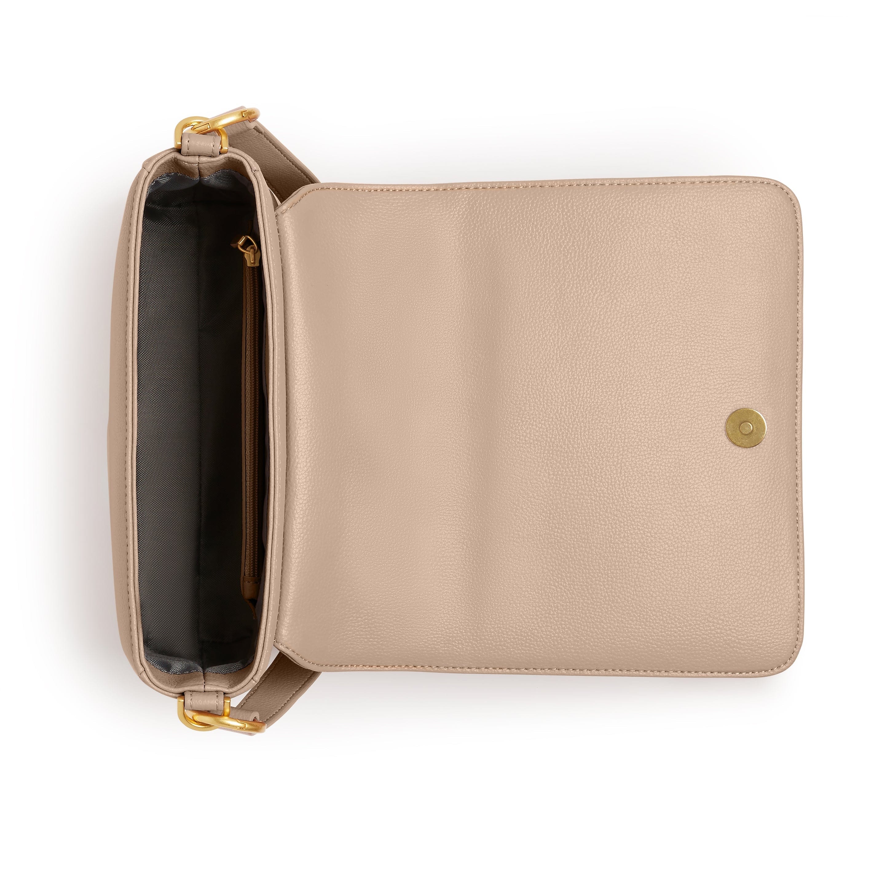 Vegan Leather Shoulder Bag for Women - Iris Crossbody Purse in Beige | Stylish & Eco-Friendly Handbag for Work, Travel & Everyday Use