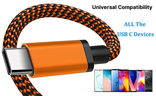 Aioneus 3Pack 6ft USB C to USB A Fast Charging Cable - 3A Braided Nylon Cord for Samsung Galaxy S22/S21/S20/S10/S9/A03s/A02s, Moto G7, LG Phones - Perfect for Home, Office & Travel Charging