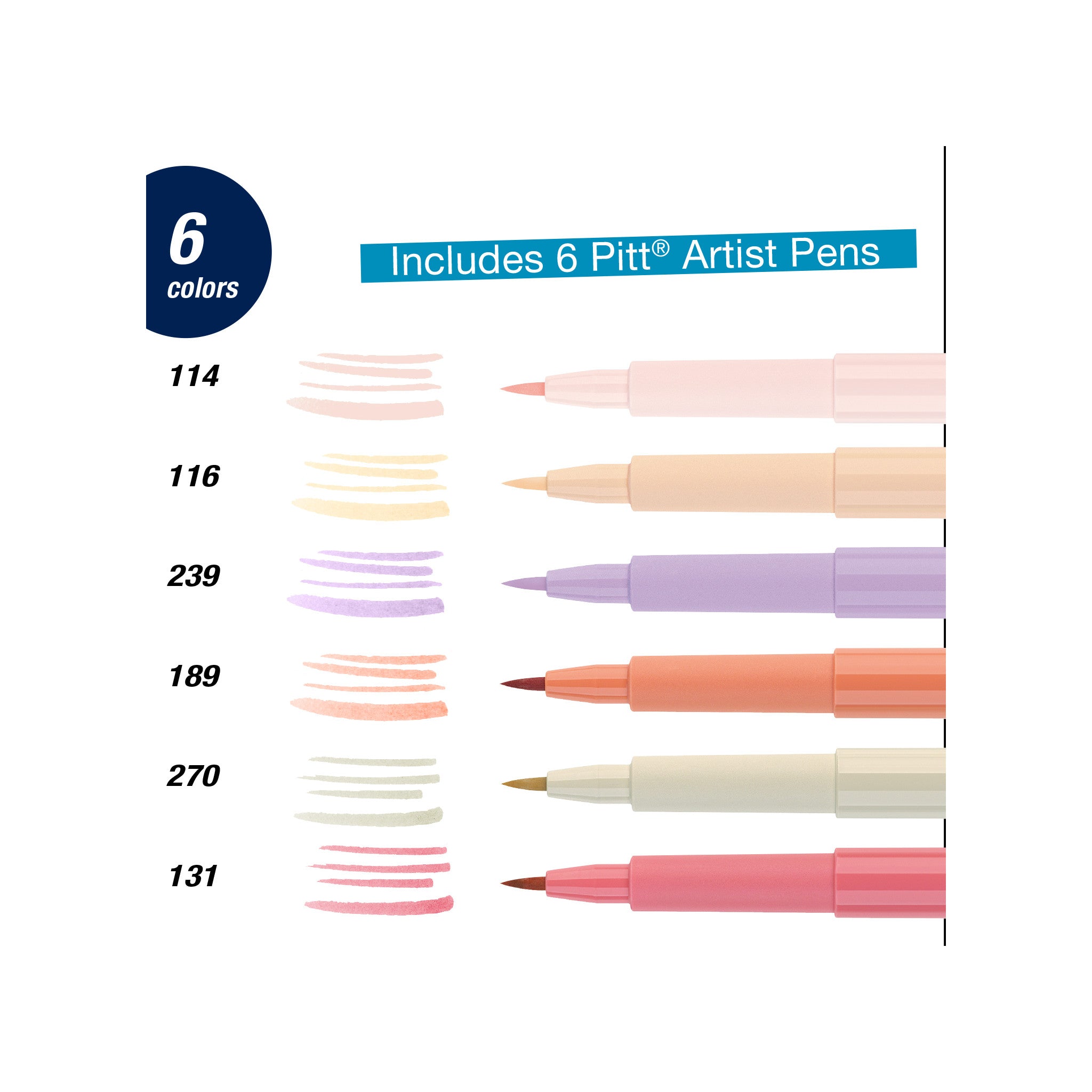 Pitt Artist Pen Set - Manga Kaoiro 6-Pack (167168) for Comic Drawing, Illustration & Calligraphy | Perfect for Artists, Manga Enthusiasts & Sketching