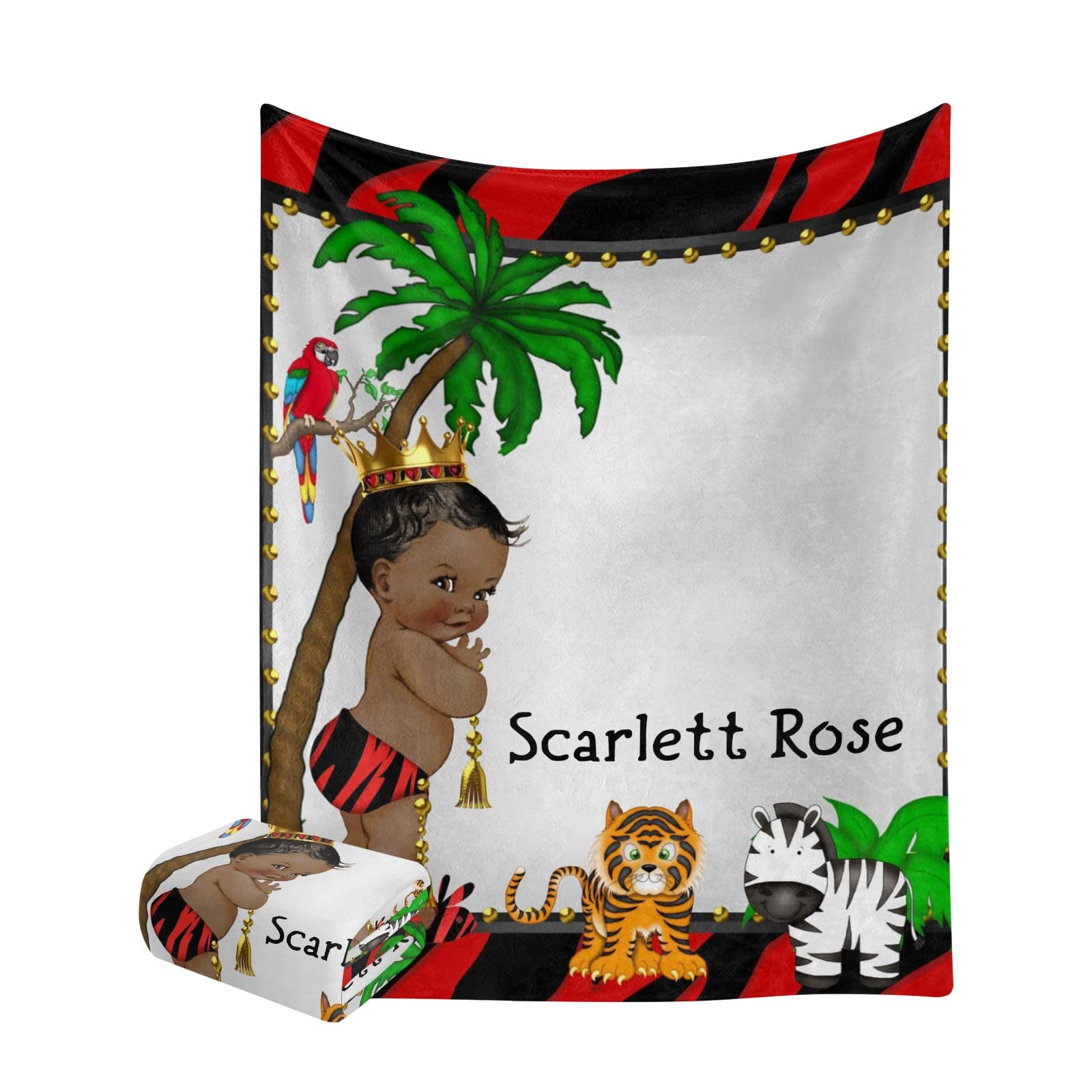 Personalized Baby Boy Tiger Zebra Fleece Blanket - Soft & Cozy 50