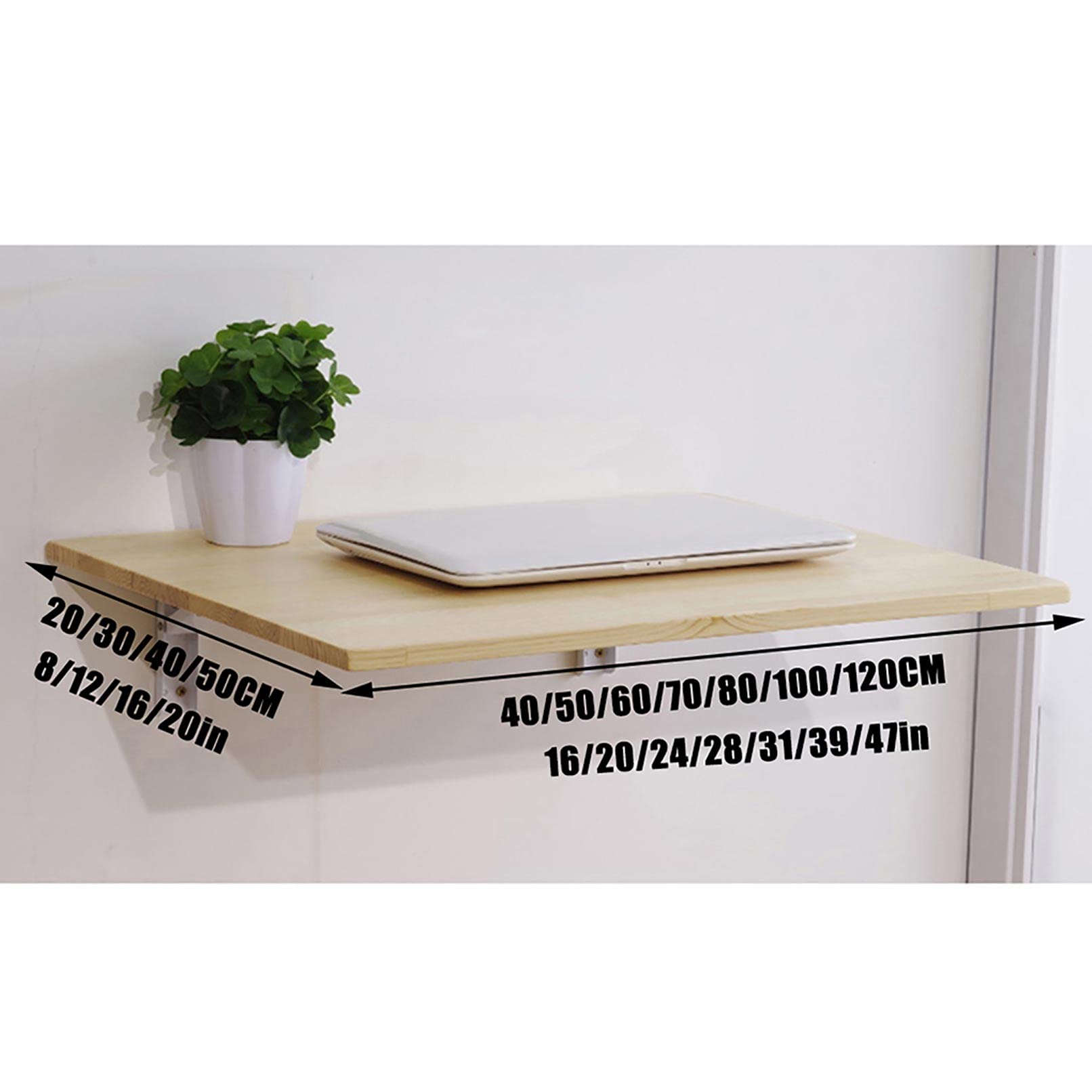 Space-Saving Wall-Mounted Folding Drop Leaf Table - Multi-Functional Laundry Table, Floating Desk for Kitchen, Dining Room, Study & Small Spaces (Multiple Size Options) - Perfect for Apartments, Dorms & Compact Living Areas