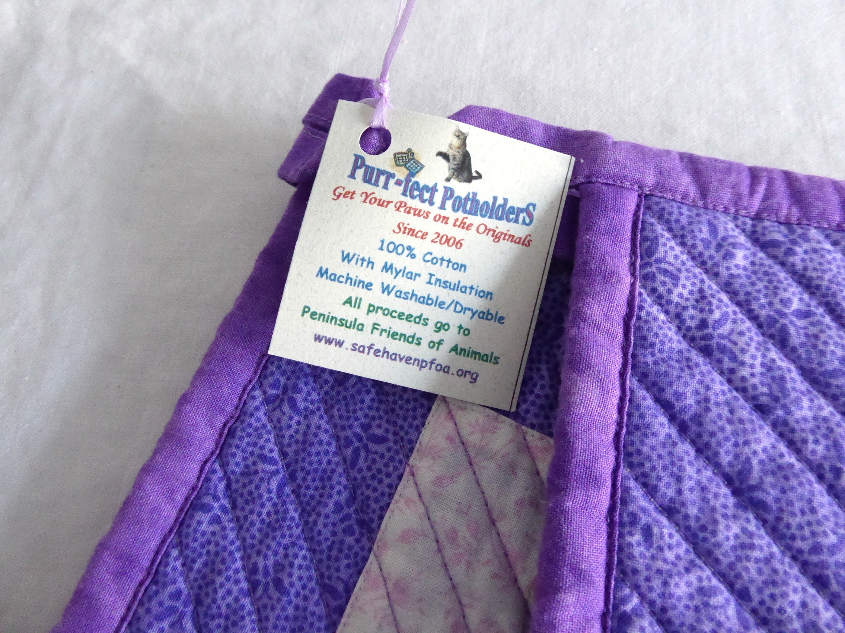 Handmade Purple Lavender Teacup Themed Potholders Set of 2 - Heat Resistant Kitchen Accessories for Baking, Cooking & Home Decor - Supports Animal Charity