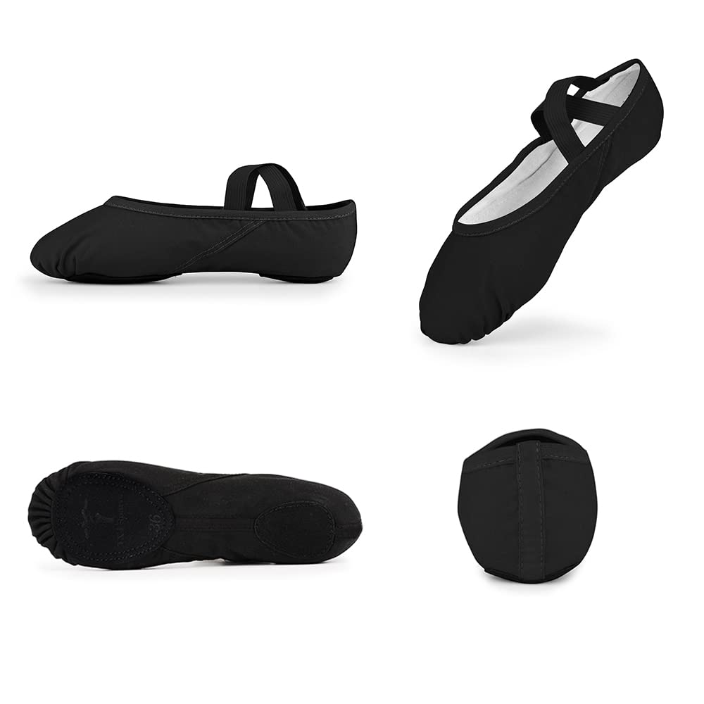 Women's Ballet Shoes for Dance & Yoga - Soft Canvas Ballet Slippers for Women & Girls - Perfect for Ballet Class, Yoga Practice & Dance Performances