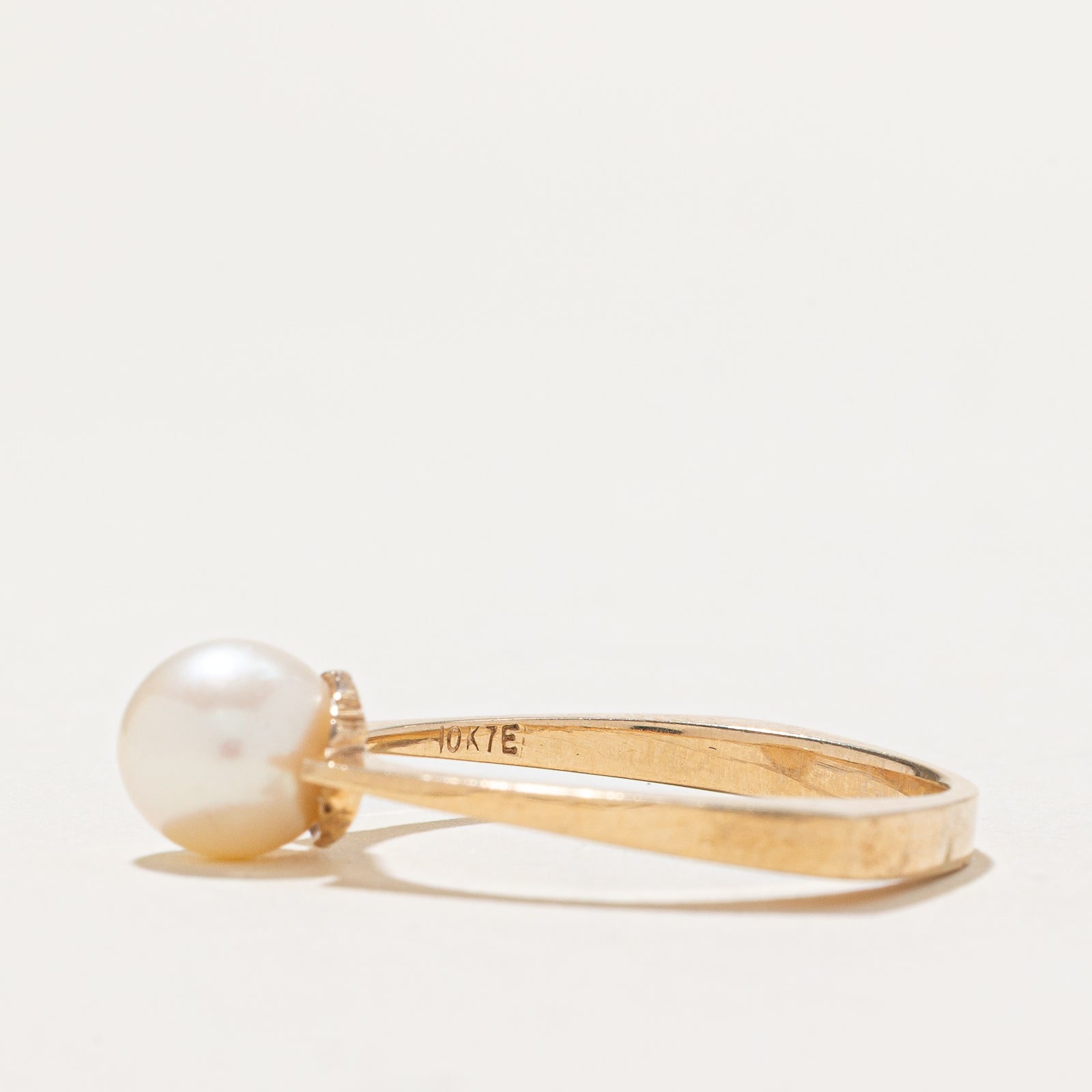 Solitaire Pearl Euro Shank Ring - 9.5 Size | Elegant White Pearl Engagement & Wedding Ring for Women | Perfect for Proposals, Anniversaries & Special Occasions