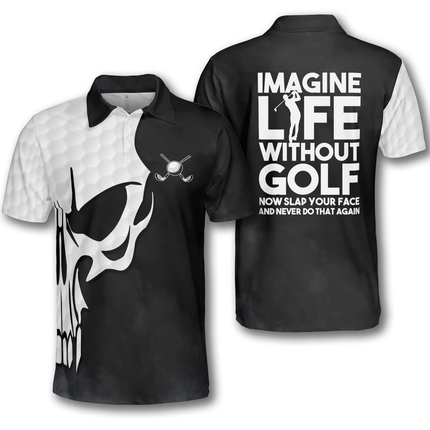 Polomine Men's Golf Shirts - Funny & Dry Fit Polo Shirts for Golfing - Breathable & Moisture Wicking - Perfect Gift for Golfers - Ideal for Golf Courses, Casual Wear & Outdoor Activities