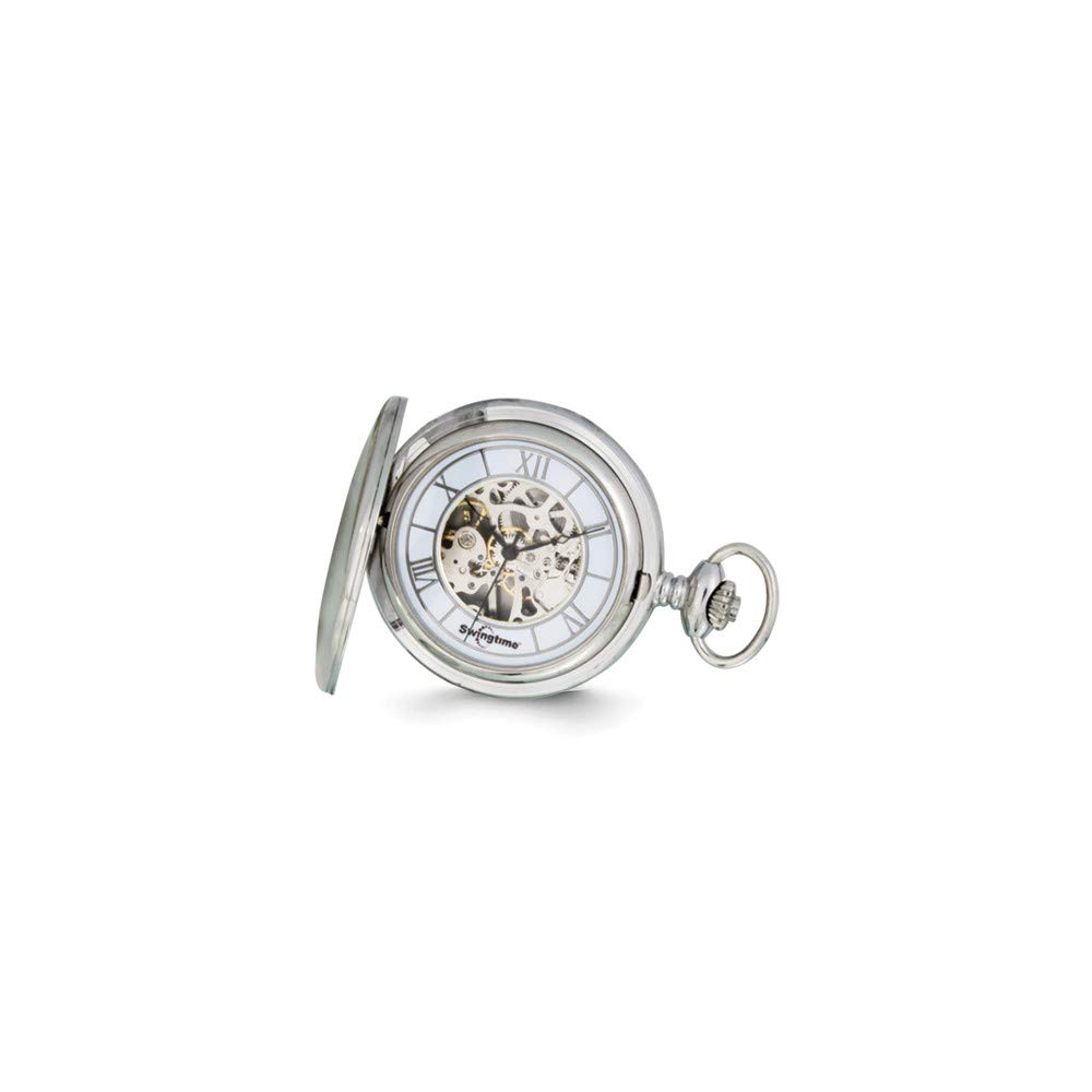 Vintage Swingtime Stainless Steel Men's Mechanical Pocket Watch - 14 Inch Chain - Classic Dress Watch for Formal Events, Weddings & Gifts