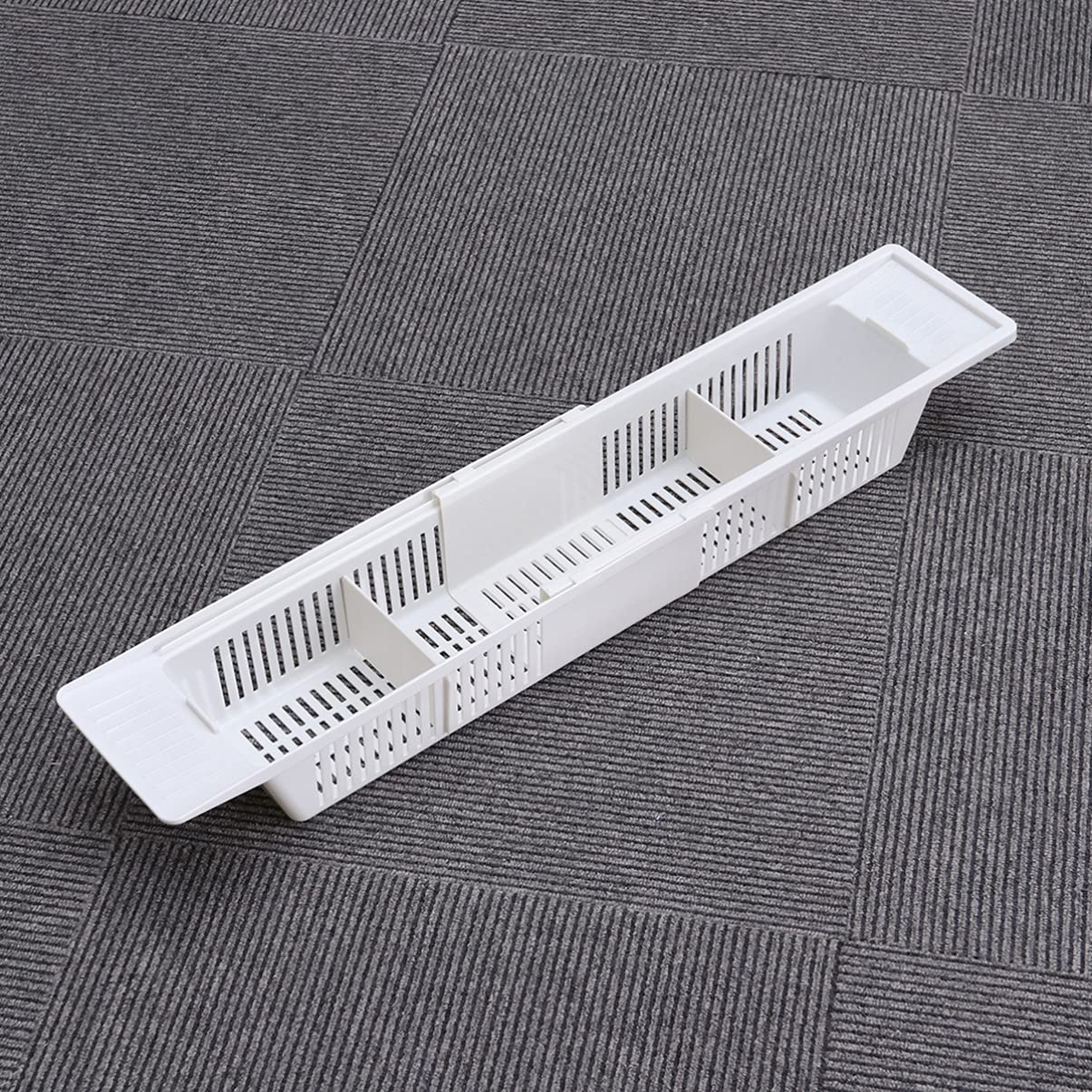 ARTIBETTER Retractable Bathtub Holder - Extendable Shower Shelf & Bath Organizer | Plastic Bathtub Storage Basket for Toiletries | Space-Saving Bathroom Storage Solution (Perfect for Small Bathrooms & Apartment Living)