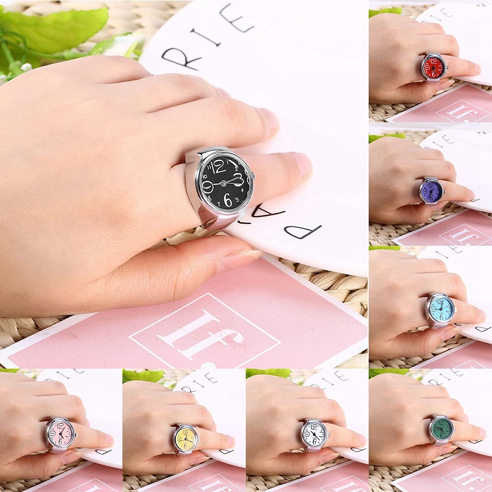 ZJchao Stylish Finger Ring Watch for Men & Women - 8 Color Options, Quartz Analog Round Design - Perfect for Parties, Dates & Unique Fashion Accessories (Black)