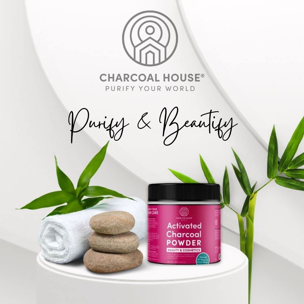 **Organic Activated Bamboo Charcoal Powder (11 oz) - Food Grade for Skin Care, Body Scrub, Soap Making, Teeth Whitening & DIY Beauty - Natural Detox & Exfoliation for Face Wash & Facial Cleanser**