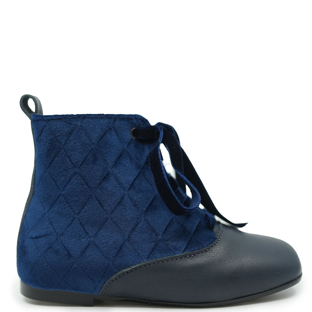 Navy Velvet Square Toe Booties for Women - Stylish Chunky Heel Ankle Boots for Fall & Winter - Perfect for Office, Party & Casual Outfits