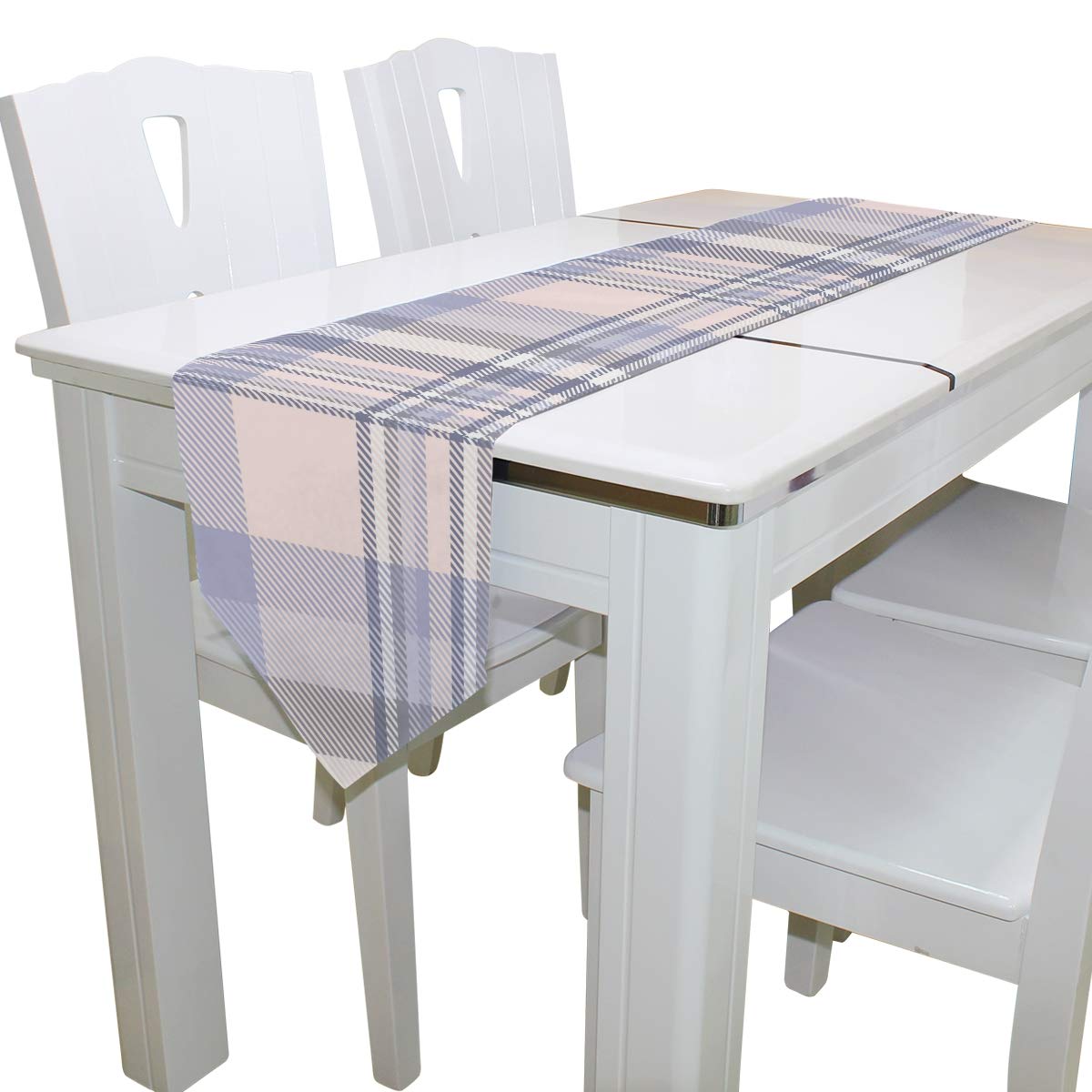 Vikko Purple Checkered Plaid Table Runner - 13x90 Inch Polyester Decorative Tablecloth for Dining Room, Coffee Table, Kitchen - Perfect for Family Dinners, Indoor/Outdoor Parties, Weddings & Holiday Decor