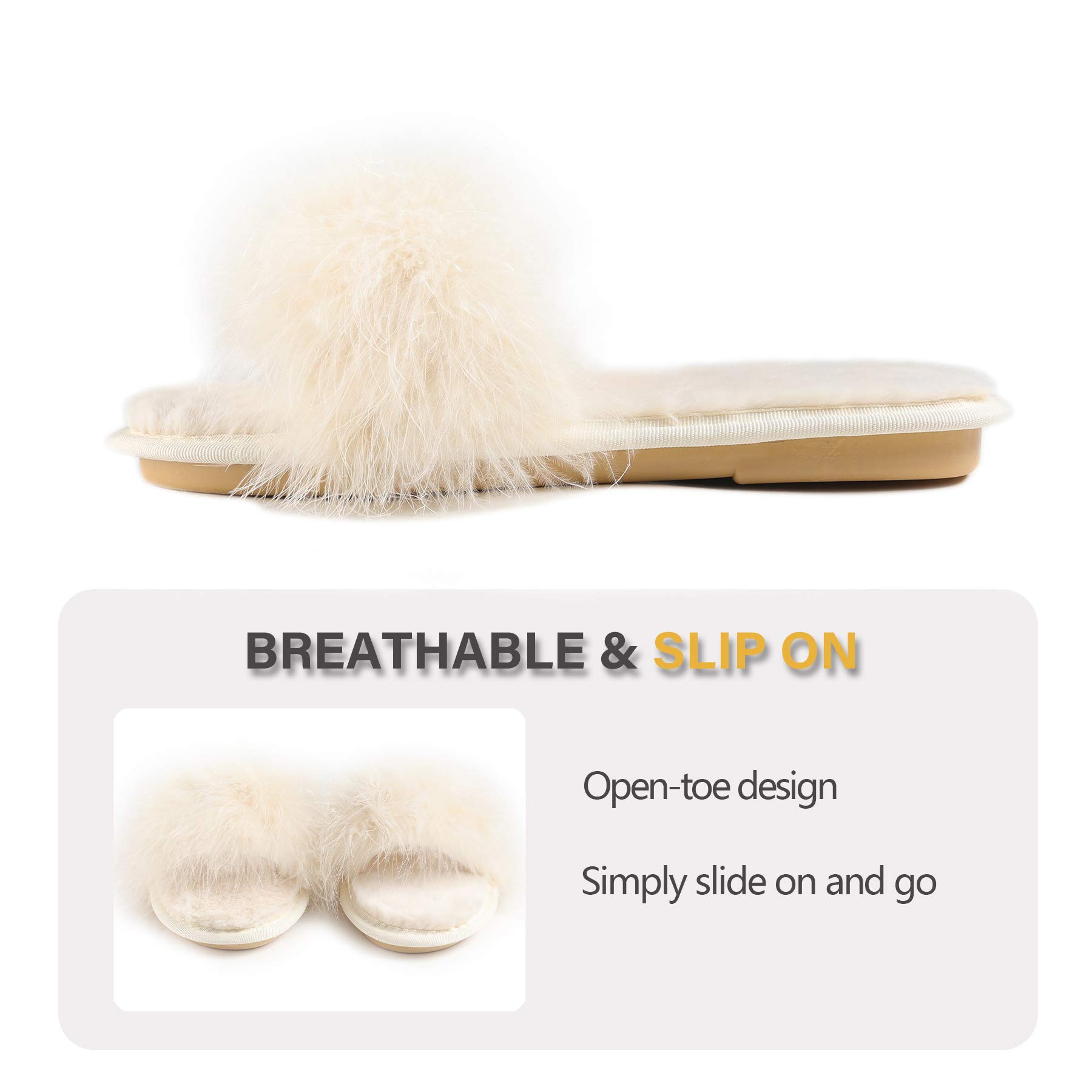 Fur Story Women's Open Toe Fuzzy Slippers with Memory Foam - Cozy Fluffy House Shoes for Indoor Comfort & Relaxation at Home