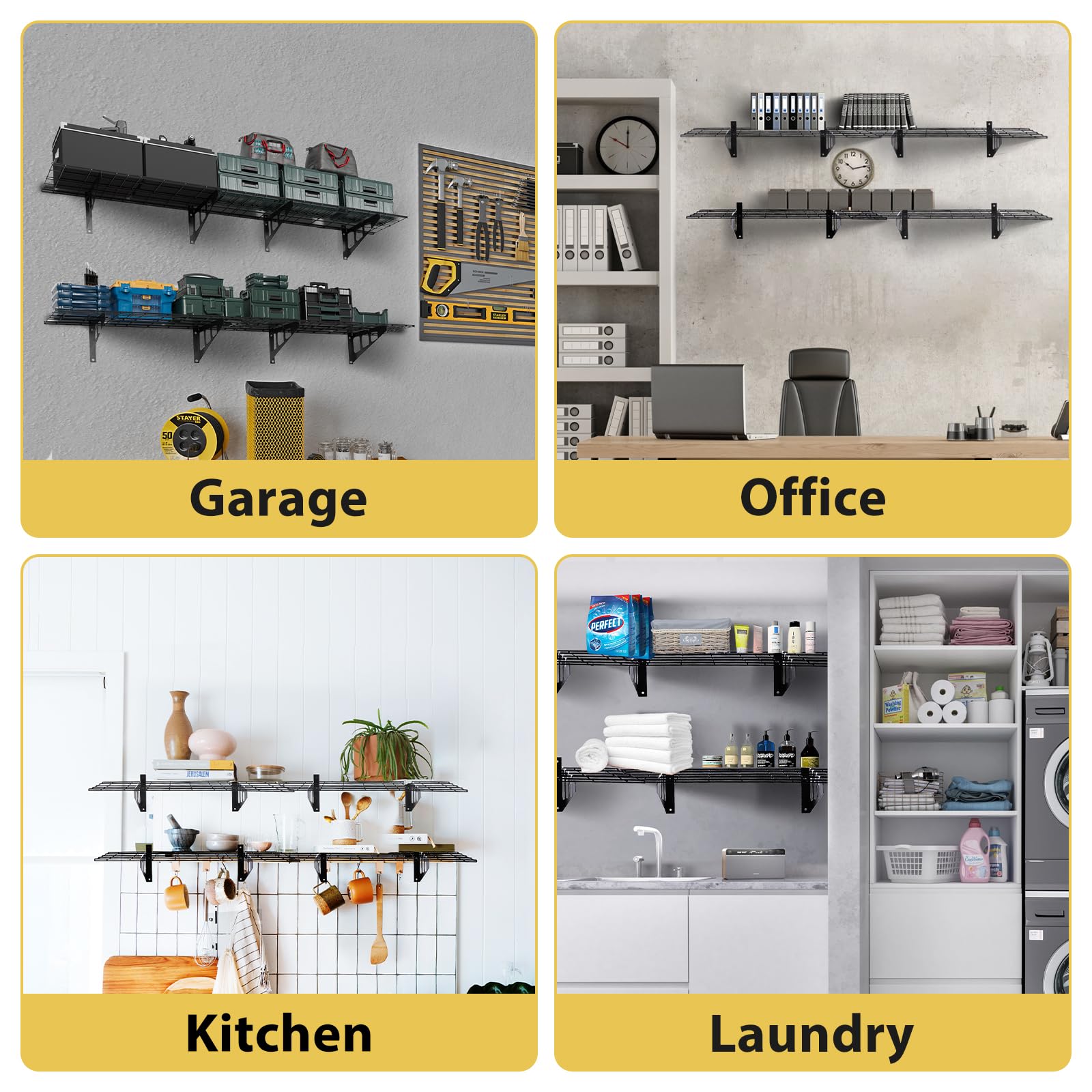 GARVEE 2 Pack 1x6ft Heavy Duty Wall Mounted Garage Shelves - 600lbs Capacity Floating Storage Rack for Garage Organization, Workshop & Home Storage - Perfect for Tools, Sports Equipment & Seasonal Items