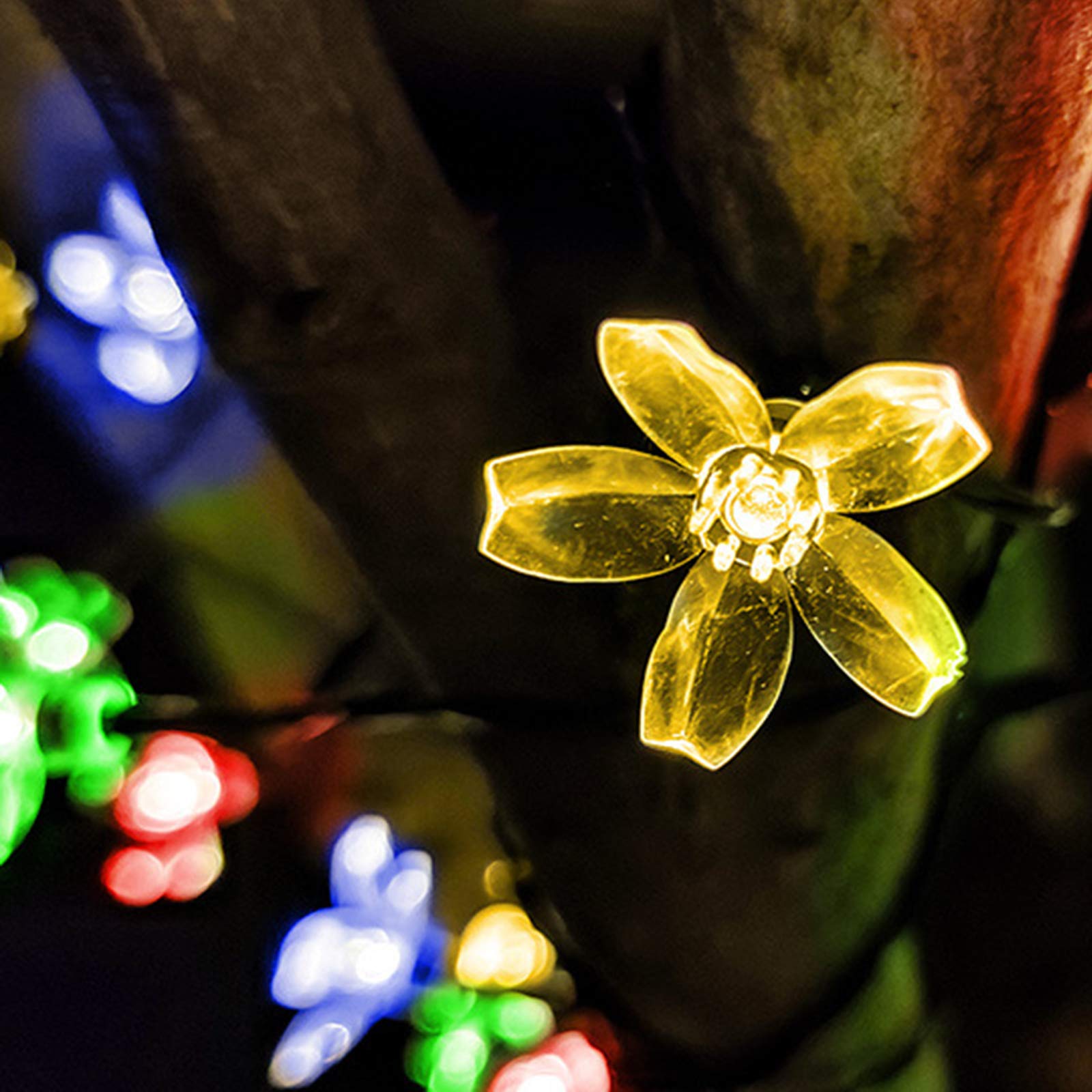 ABTSICA Waterproof Solar LED Fairy String Lights - 12m 100 Lights with 8 Modes, Peach Blossom Twinkle Design for Outdoor Christmas Party Garden Decoration (Perfect for Patio, Yard, Wedding & Holiday Lighting)