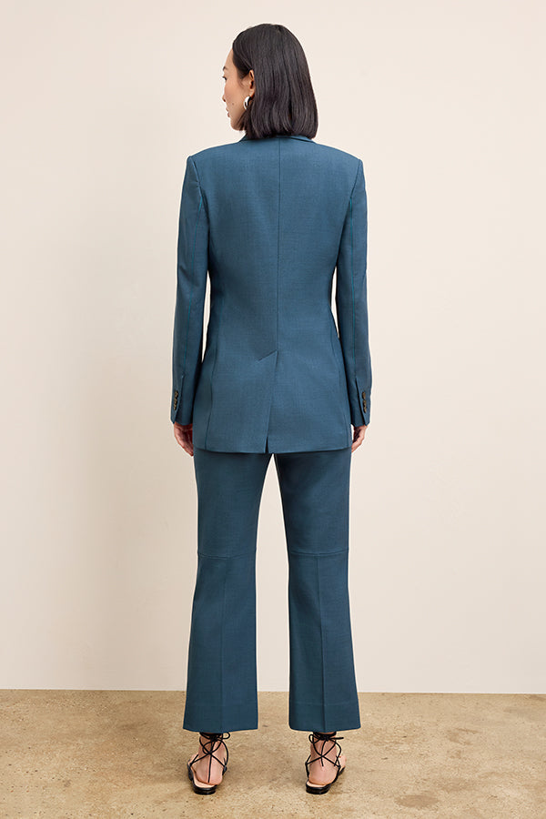 Tessa Kick Flare Trouser - Washable Wool Twill Pants for Women in Bluebell | Comfortable & Stylish Office Wear & Casual Outfits