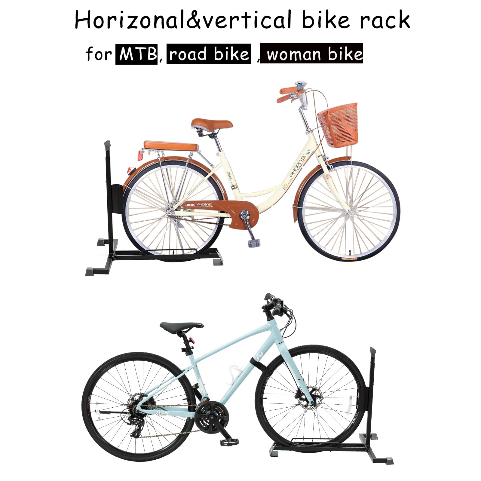 Vertical Bike Stand for Indoor & Garage Storage - Heavy Duty Upright Bicycle Rack for MTB, Road Bikes, Women's Bikes & E-Bikes - Space Saving Bike Organizer for Home, Apartment & Workshop Use