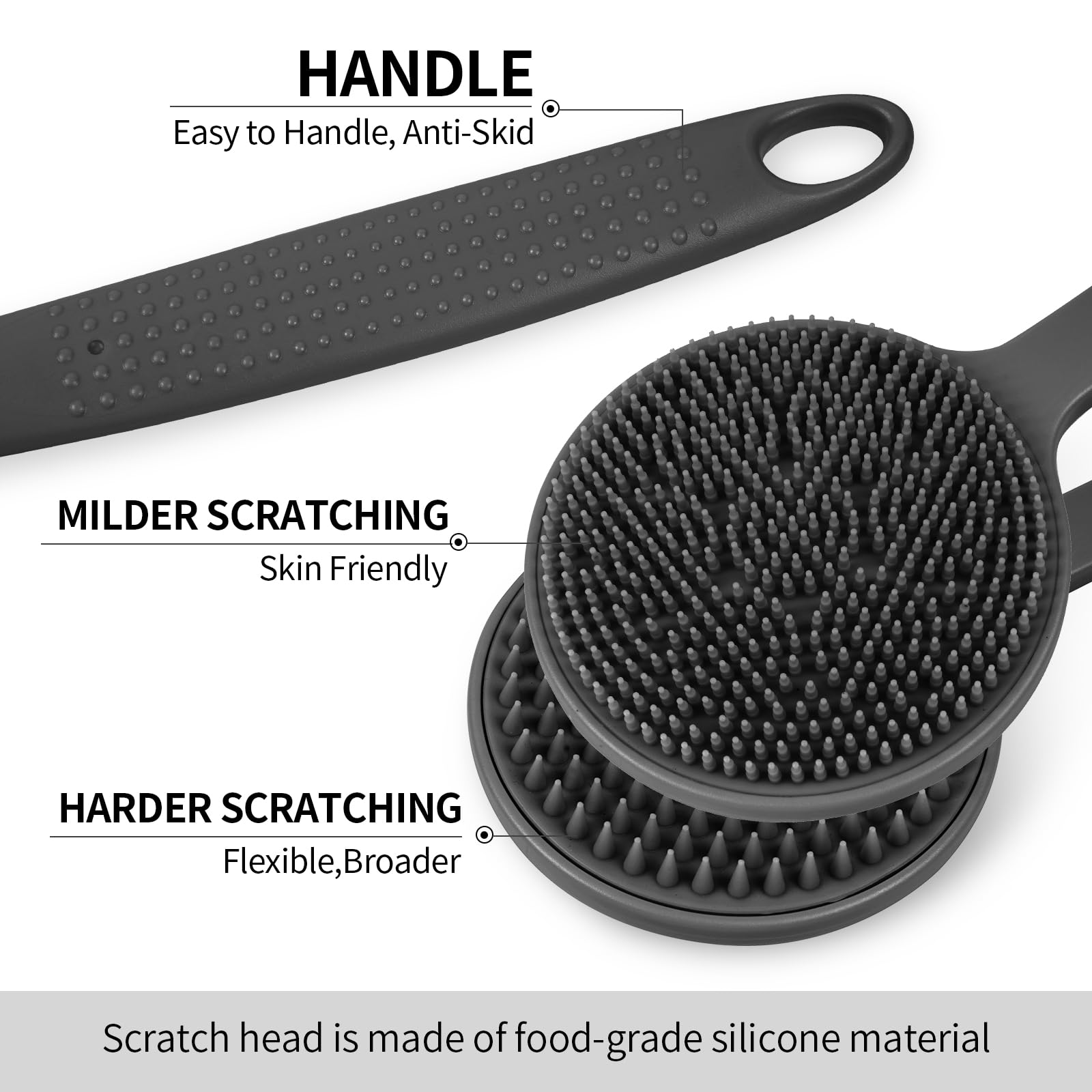 VWMYQ Back Scratcher - 2025 New Full Body Scratcher with Dual Scratch Surfaces, Back Massager & Scalp Massager & Exfoliator - Long Handle Backscratcher for Men & Women - Perfect for Home, Office, Travel and Gift Giving