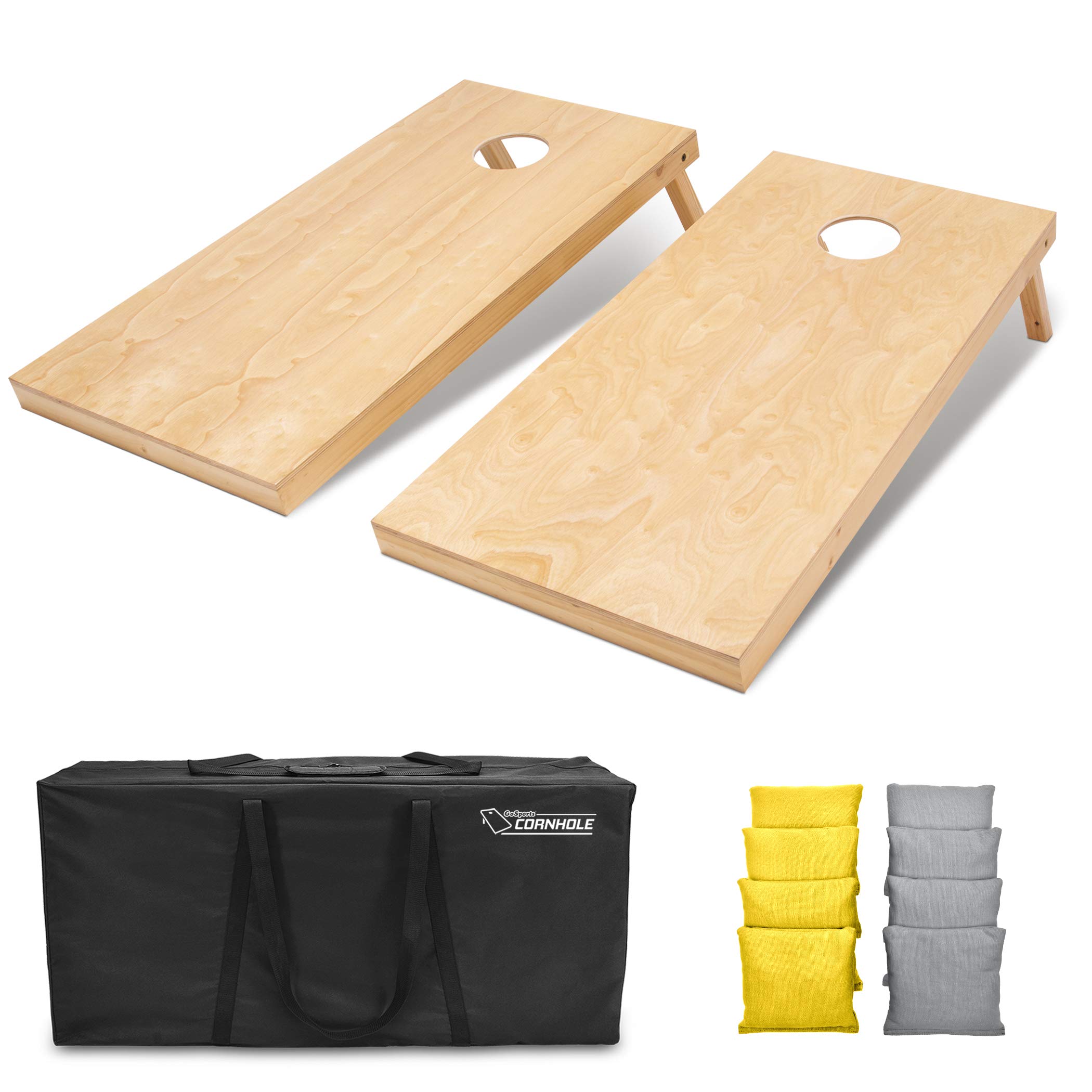 GoSports 4'x2' Regulation Size Wooden Cornhole Boards Set with Carrying Case & 100+ Bean Bag Color Options - Perfect for Backyard Parties, Tailgating & Outdoor Games