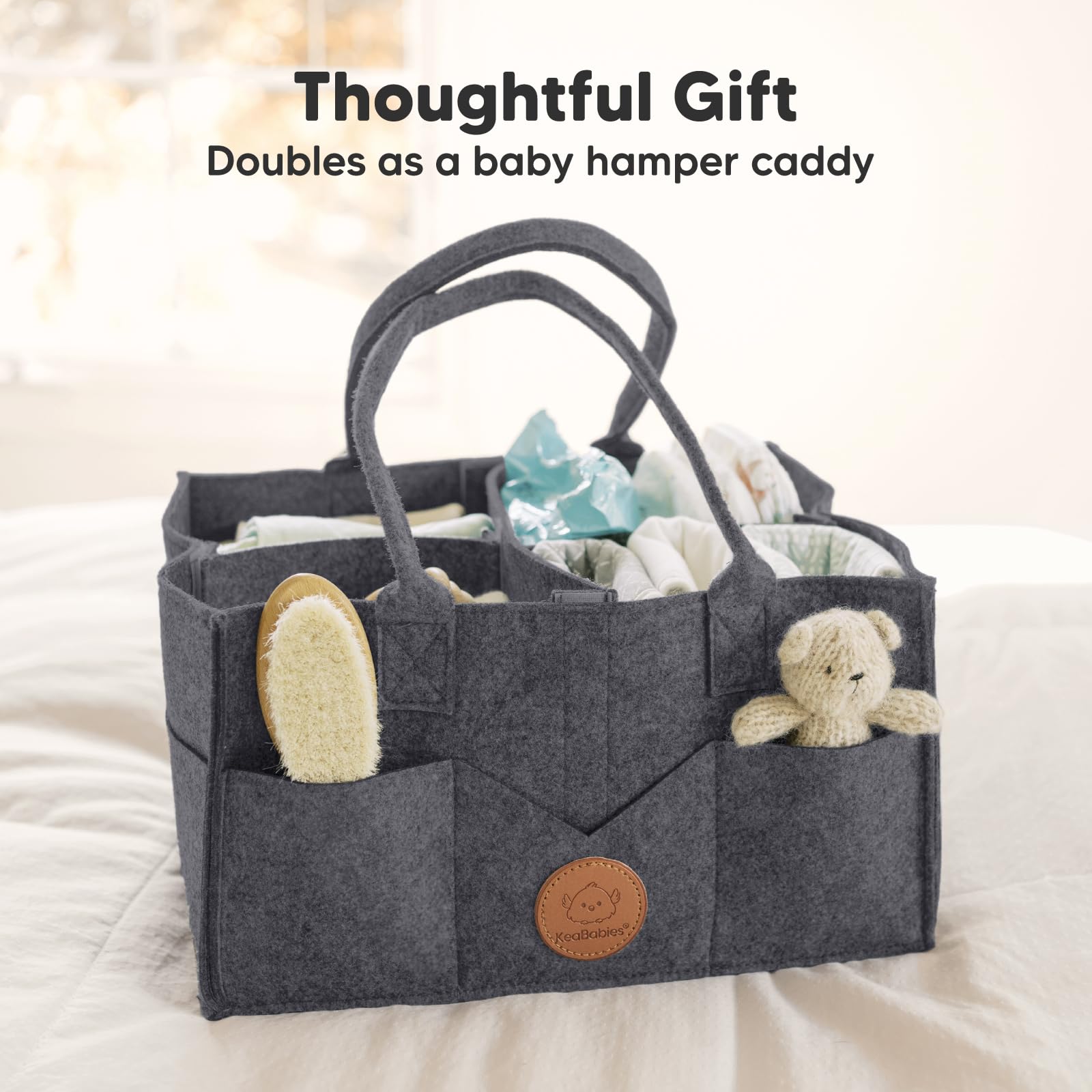 KeaBabies Diaper Caddy Organizer - Portable Baby Nursery Organizer for Girls & Boys, Car Storage & Changing Table Organizer (Mystic Gray) | Perfect Baby Shower Gift & Diaper Storage Solution for Home & Travel