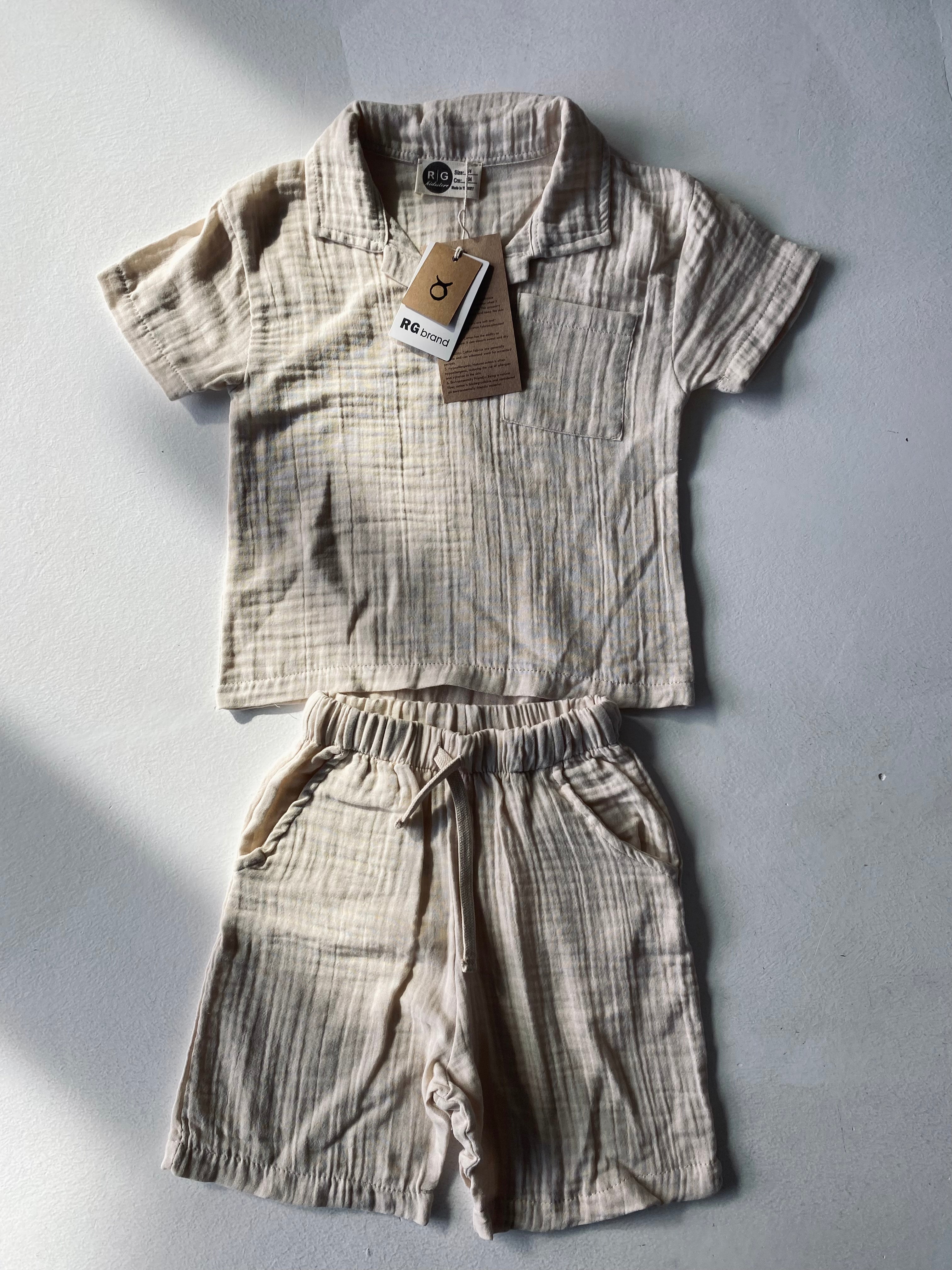 Baby Muslin T-Shirt and Shorts Set - Soft & Breathable Cotton Outfit for Newborns & Toddlers - Perfect for Playtime, Daycare & Summer Adventures