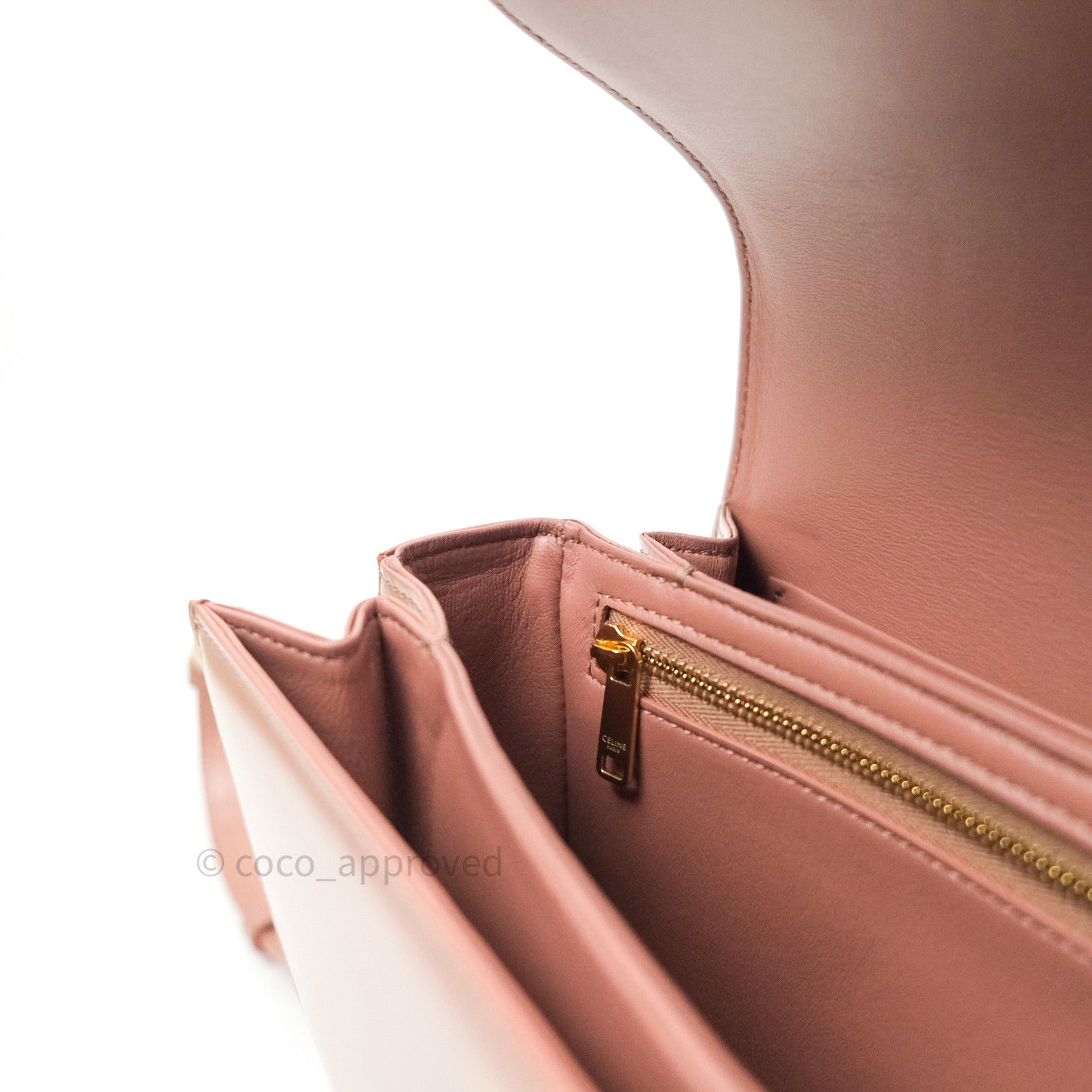 Celine Shiny Calfskin Medium Triomphe Bag in Antique Rose - Luxury Crossbody Purse for Women, Perfect for Date Night & Evening Events