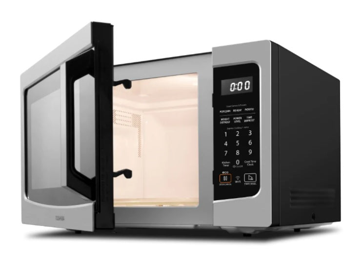 Toshiba ML-EM34PF(SS) 34L Microwave Oven - Countertop Stainless Steel with 10 Power Levels, Eco Mode & Child Lock - Perfect for Small Kitchens, Dorms & Office Break Rooms
