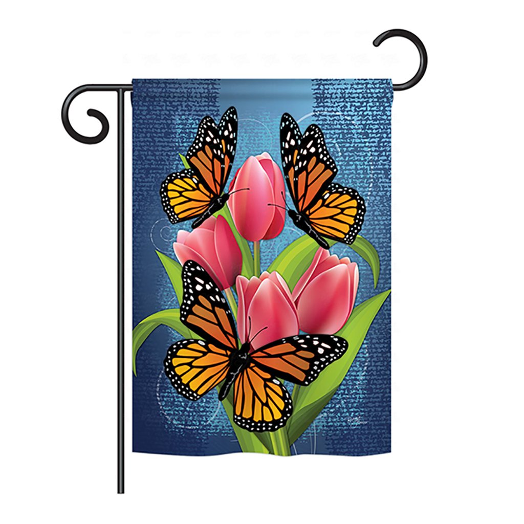 Monarch Butterflies Garden Flag - Decorative Vertical Outdoor Flag 13 x 18.5 Inch - Perfect for Spring & Summer Garden Decor, Patio, Yard, Porch