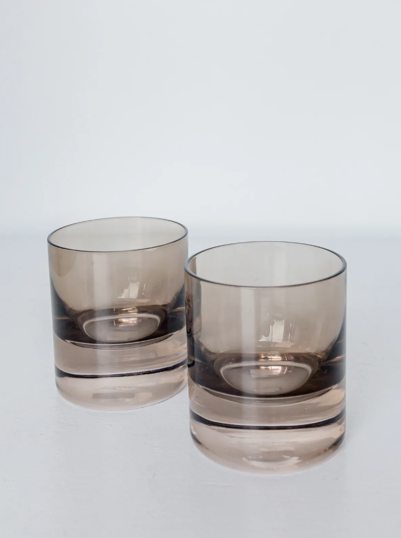 Estelle Colored Glass Rocks Drinking Set of 2 - Perfect for Cocktails, Iced Tea & Home Bar Decor