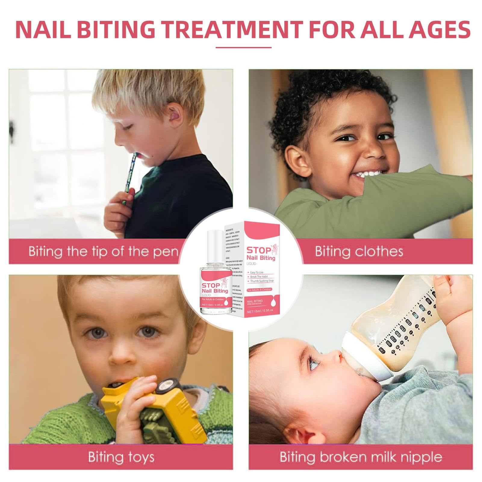 **15ML Anti Nail Biting Polish for Kids & Adults – Bitter Nail Biting Prevention Treatment, Stop Thumb Sucking Deterrent Liquid for Healthy Nail Care – Perfect for Home, School & Travel Use**