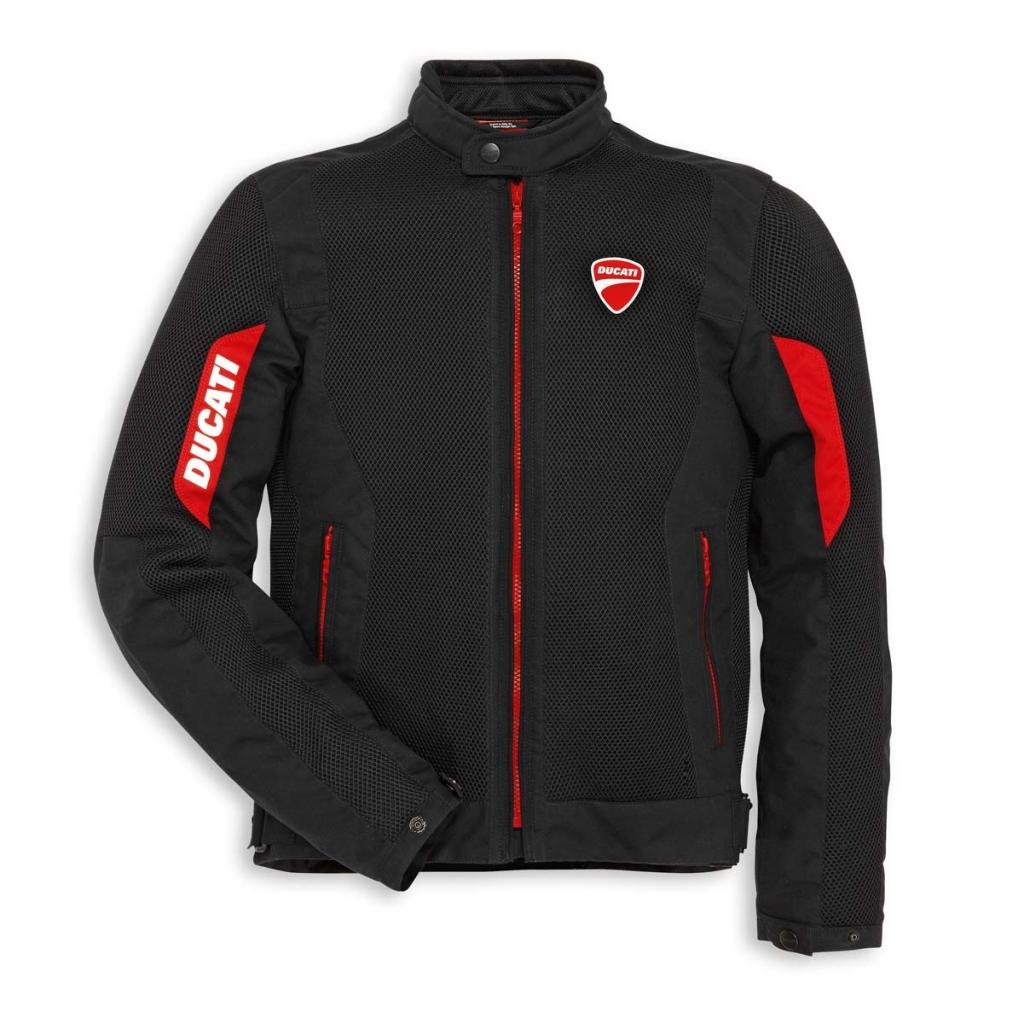 Ducati 981027954 Flow Textile Mesh Motorcycle Jacket for Men - Medium Size, Breathable & Protective Riding Gear for Summer Commuting and Street Biking