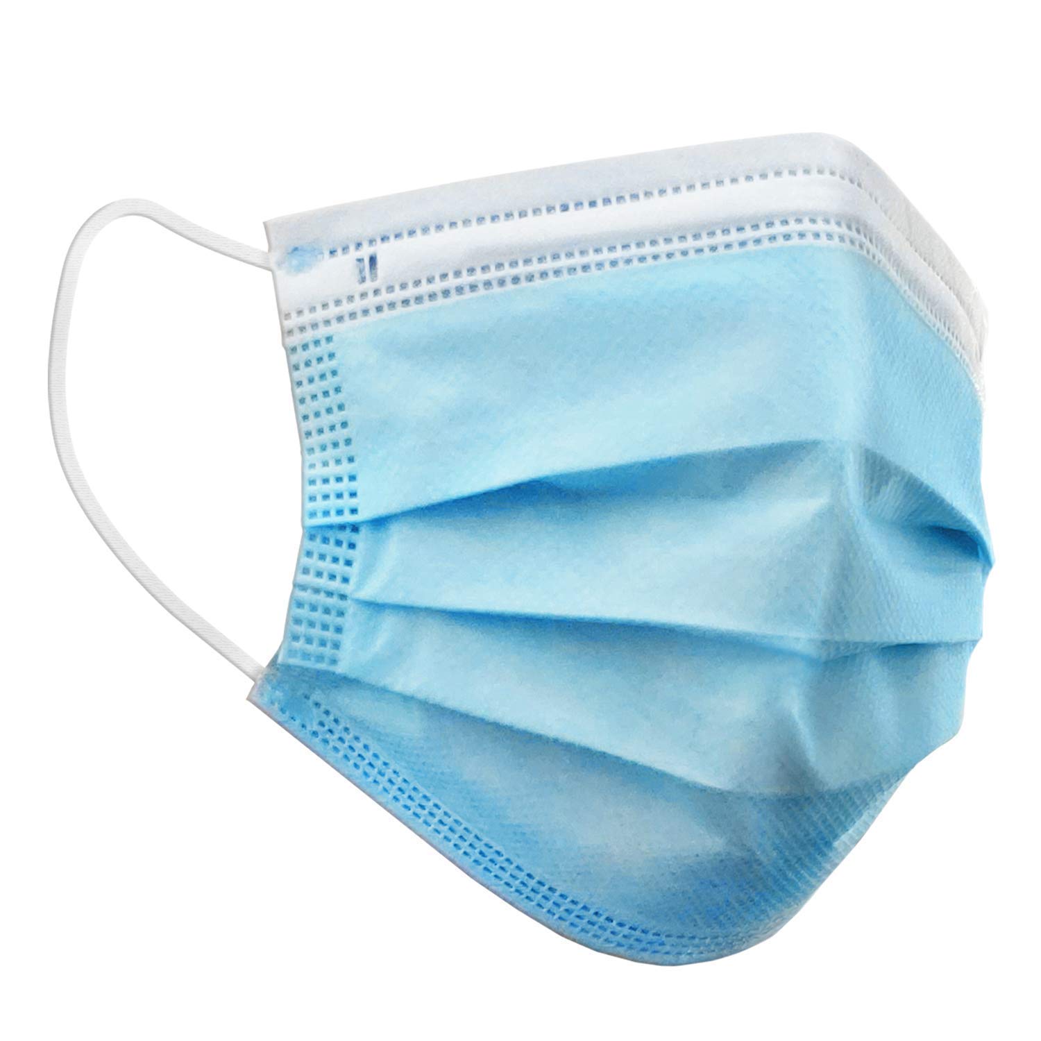 KRIWIN 3-Ply Disposable Face Masks - Blue Surgical Masks with Nose Wire & Soft Ear Loops (7