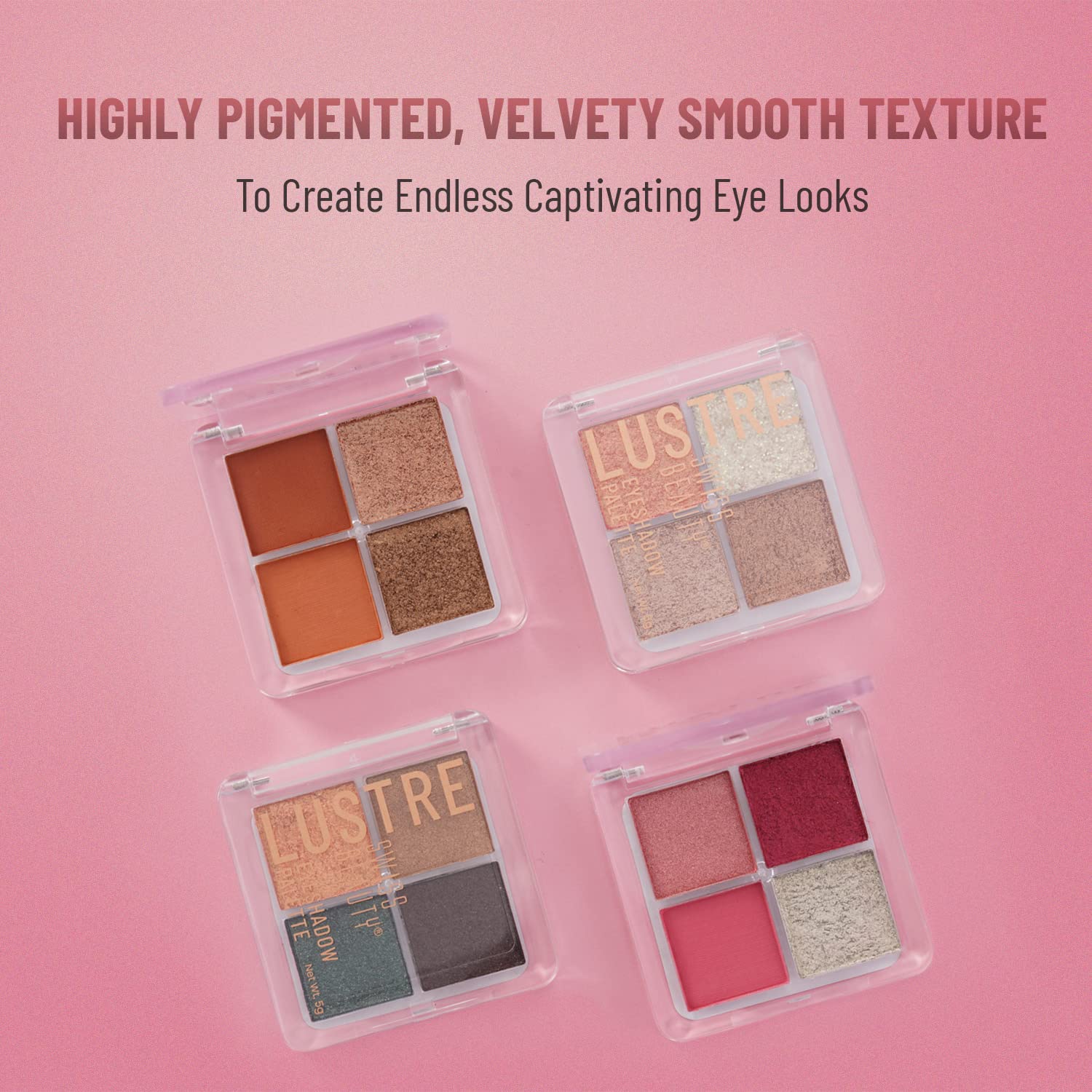 Swiss Beauty Lustre Eyeshadow Palette - 4 Highly Pigmented Matte & Shimmer Shades | Long-Lasting Wear | Vegan & Cruelty-Free | For All Skin Types | Perfect for Day to Night Makeup Looks | Shimmer n Shine 5g