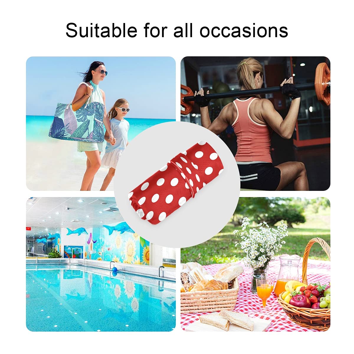 Waterproof Wet Dry Bags for Diapers - Polka Dot Red Washable Hanging Organizer Pouch with Pocket | Perfect for Travel, Camping, Beach, Gym & Swim Essentials Storage