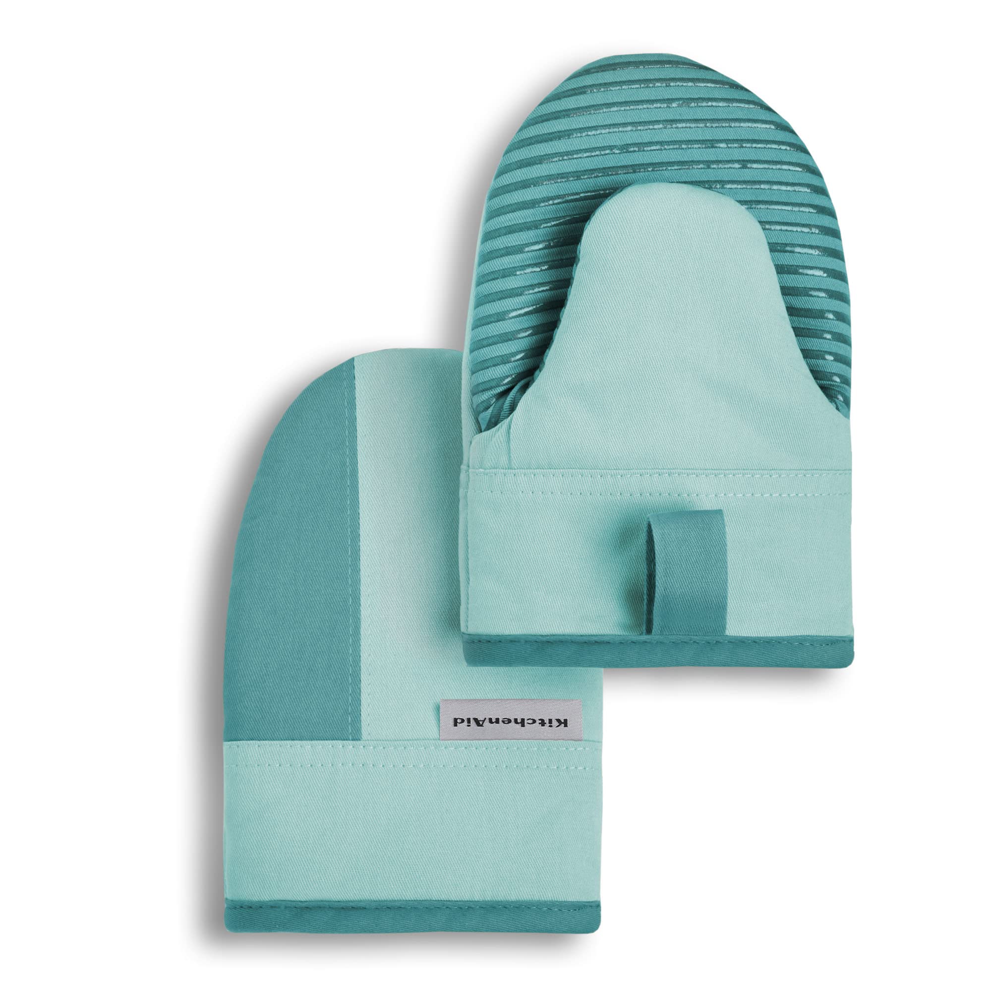 KitchenAid Beacon Two-Tone Non-Slip Mini Oven Mitt Set - Aqua Sky, 5.5