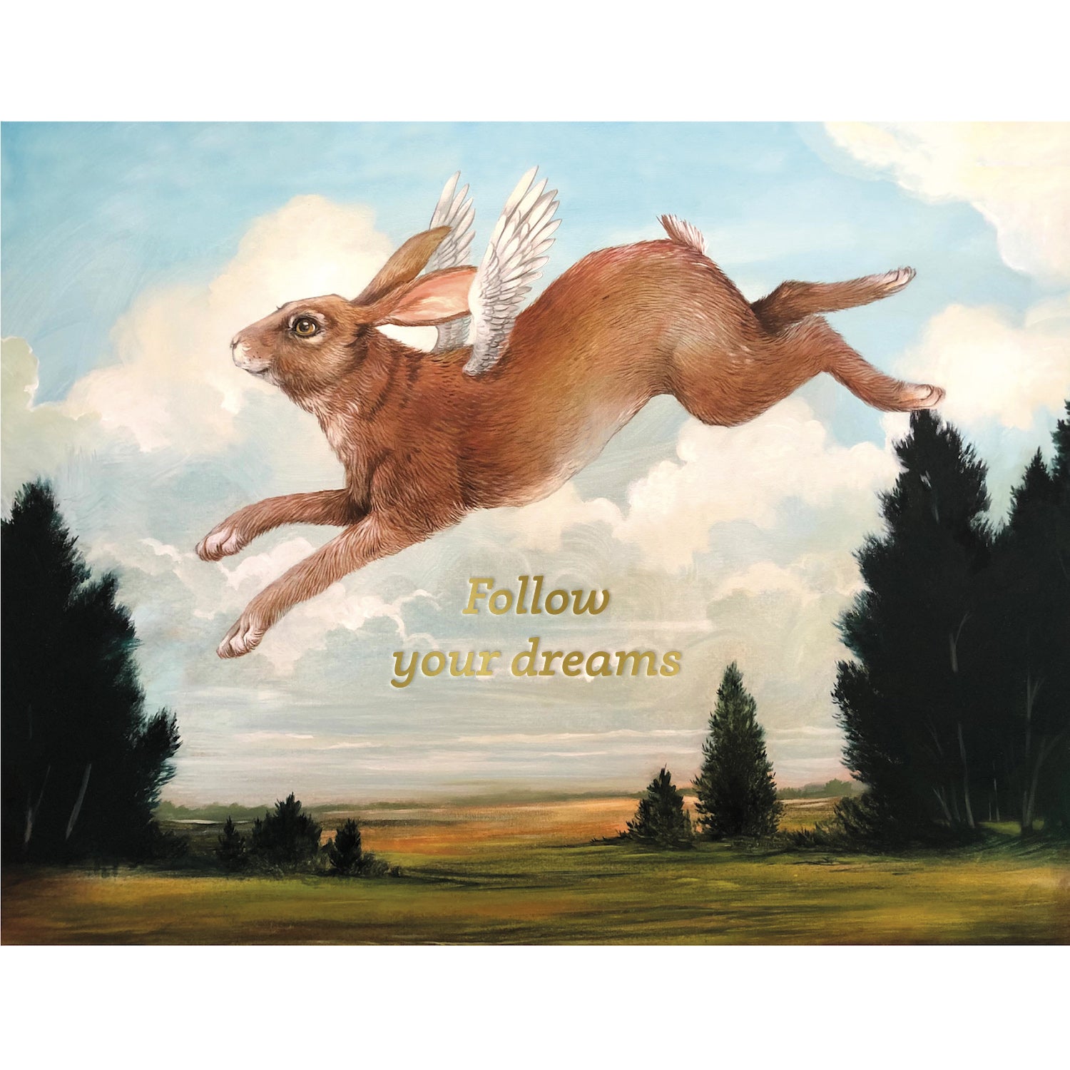 Dream Rabbit Greeting Card - Elegant Floral Rabbit Design for Birthdays, Anniversaries & Special Occasions - Perfect for Handwritten Notes & Gift Giving