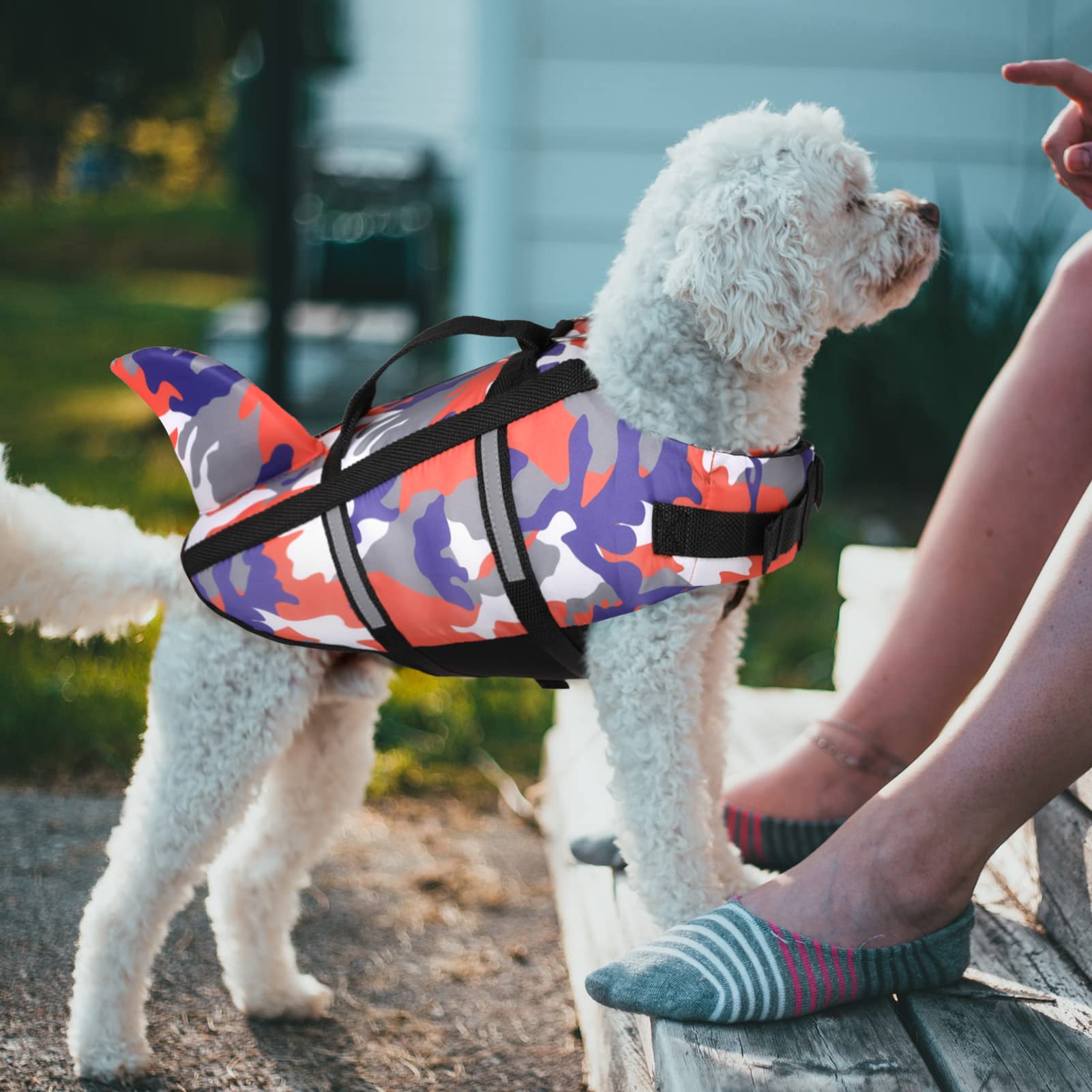 ASENKU Dog Life Jacket Shark Vest - XX-Large Orange Pet Flotation Device with Rescue Handle for Swimming, Boating & Pool Safety - Perfect for Small Medium Large Dogs - Ideal for Beach Trips, Boat Rides & Water Activities