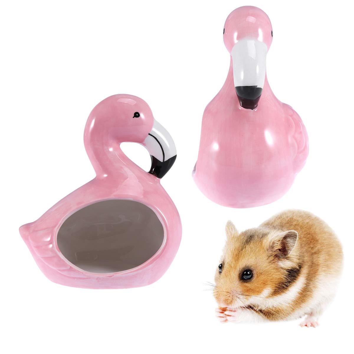 Balacoo Ceramic Hamster House & Bath Tub Accessories Set - Cute Gerbil Sand Bath, Critter Cage & Nest for Small Pets | Perfect for Bathtime Play & Cage Enrichment