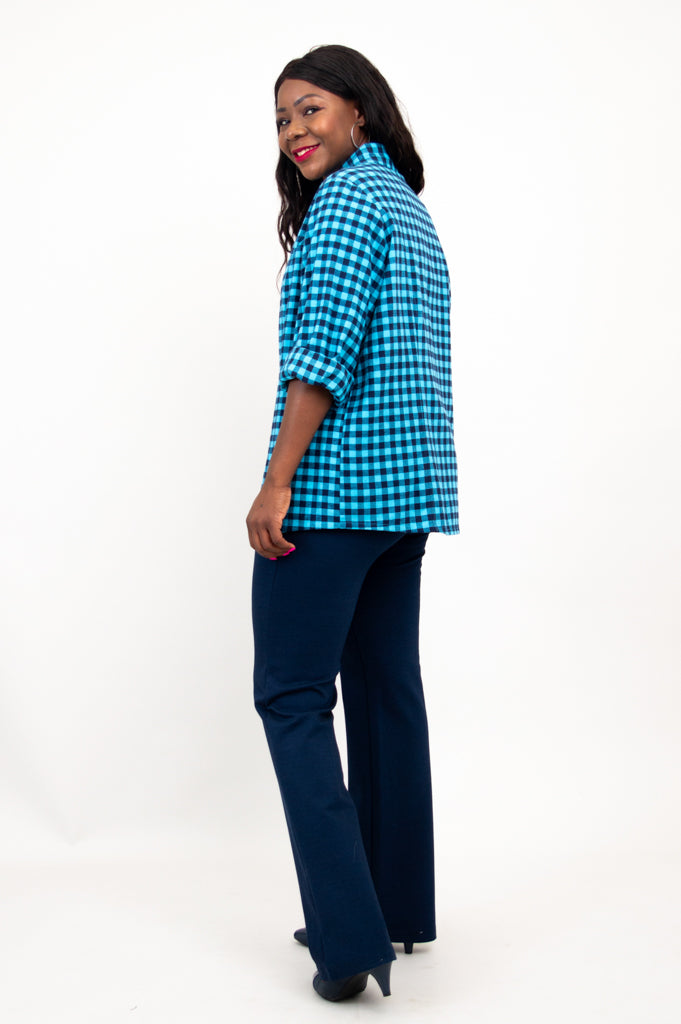 Alexis Top - Women's Cotton Flannel Shirt in Mazarine Plaid for Casual Wear & Layering | Fall & Winter Fashion